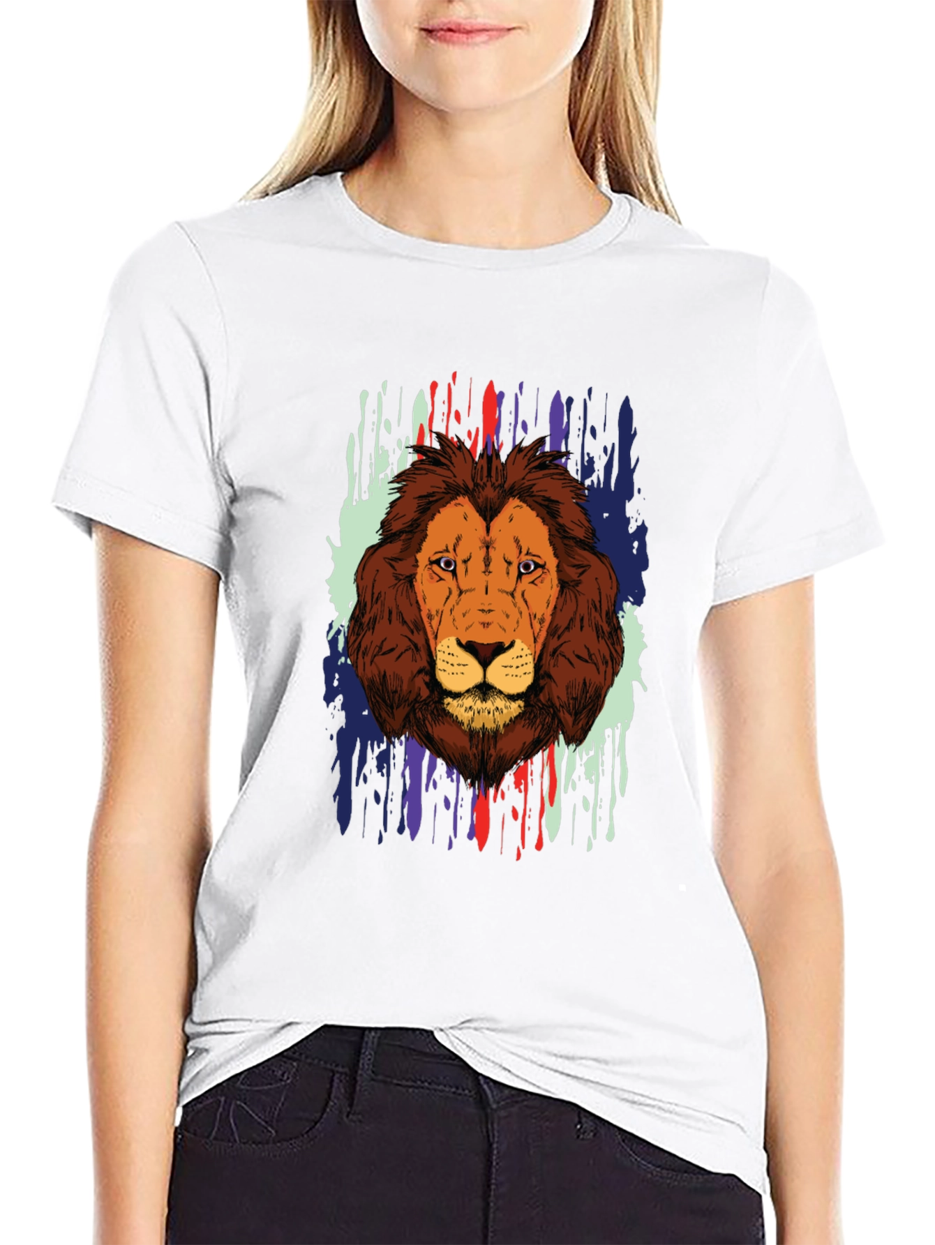Lion Graphic Print Black T-Shirt