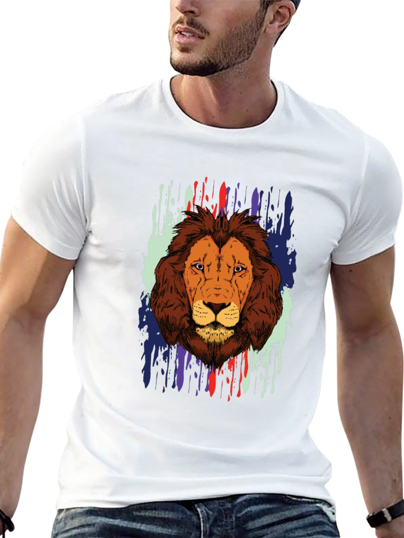 Lion Graphic Print Black T-Shirt