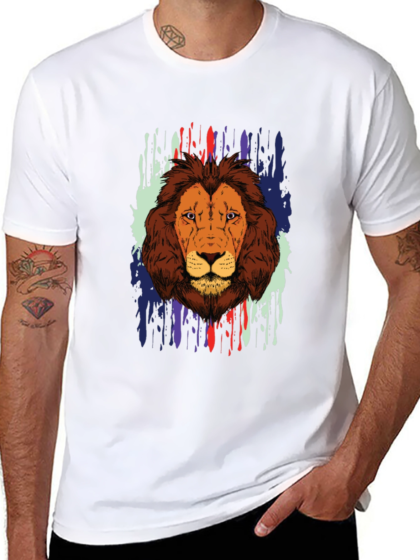 Lion Graphic Print Black T-Shirt