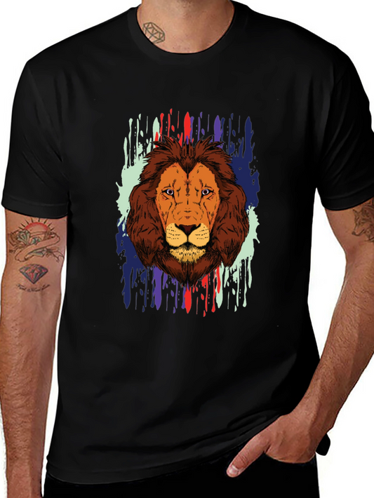 Lion Graphic Print Black T-Shirt