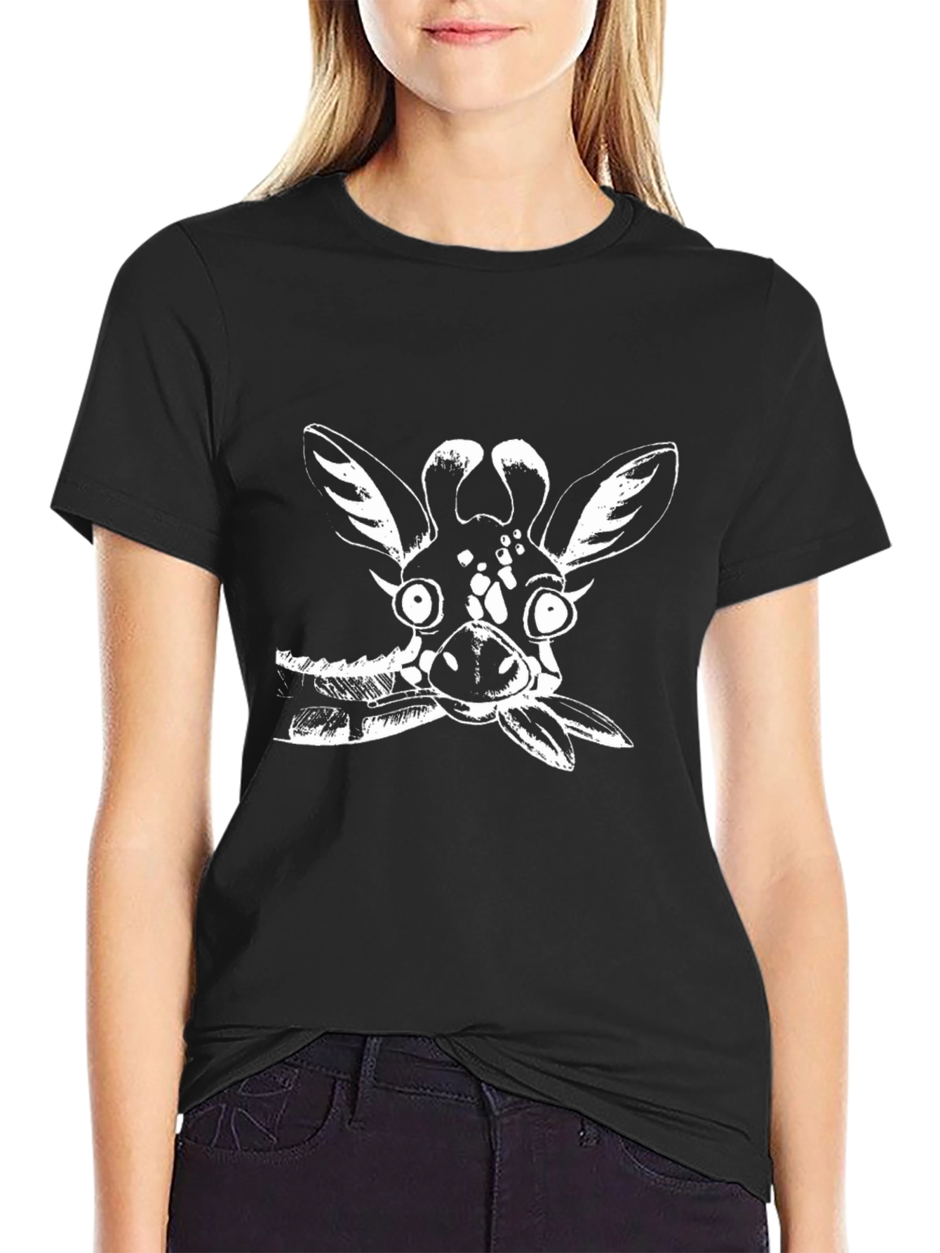 Funny Giraffe Graphic T-Shirt - Black