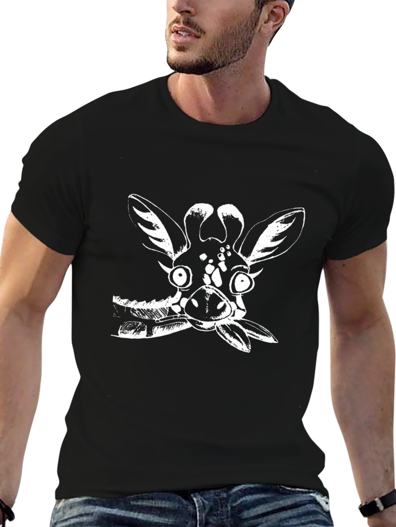 Funny Giraffe Graphic T-Shirt - Black