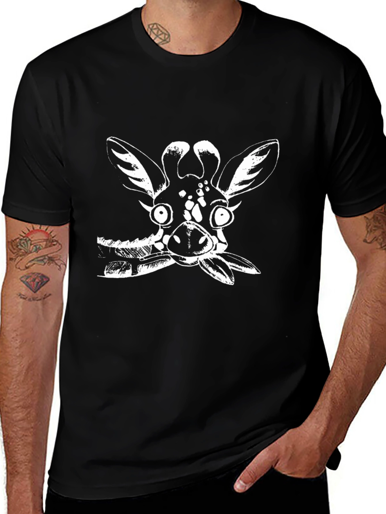 Funny Giraffe Graphic T-Shirt - Black