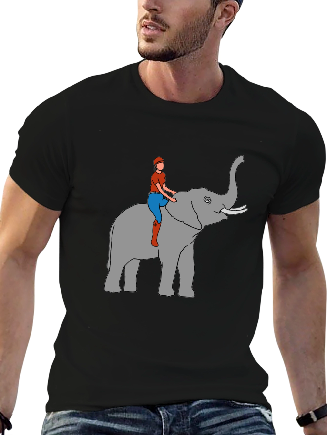 Elephant Rider T-Shirt - Novelty Graphic Tee