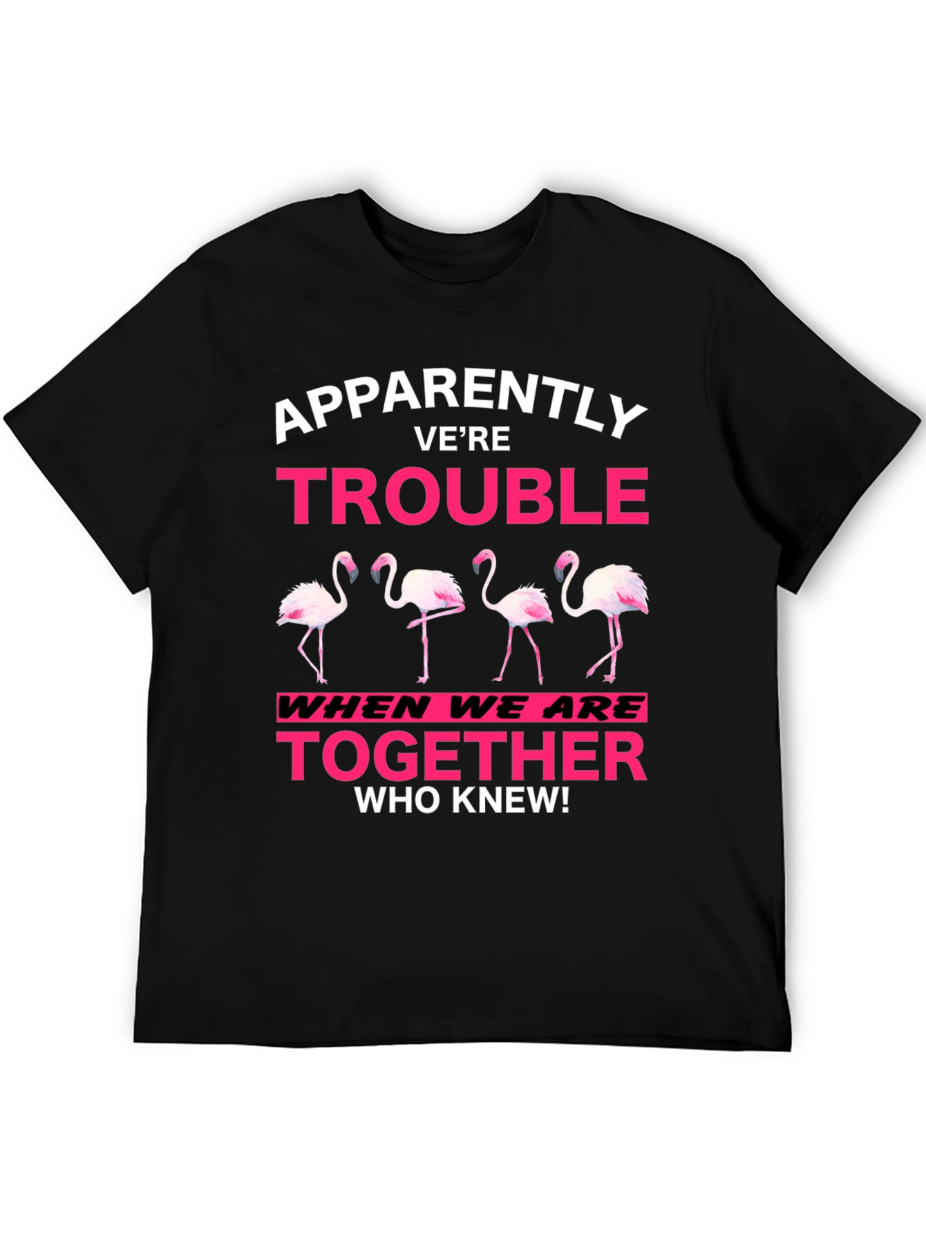 Funny Flamingo Trouble Graphic T-Shirt