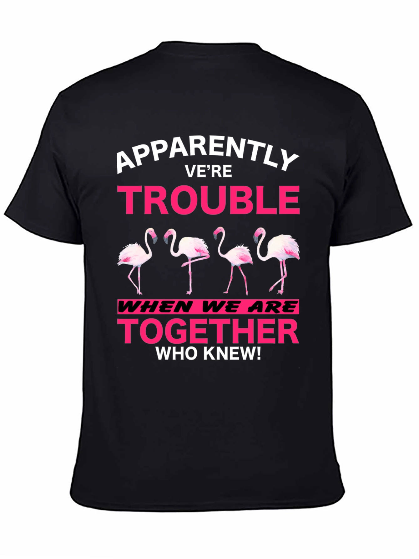 Funny Flamingo Trouble Graphic T-Shirt