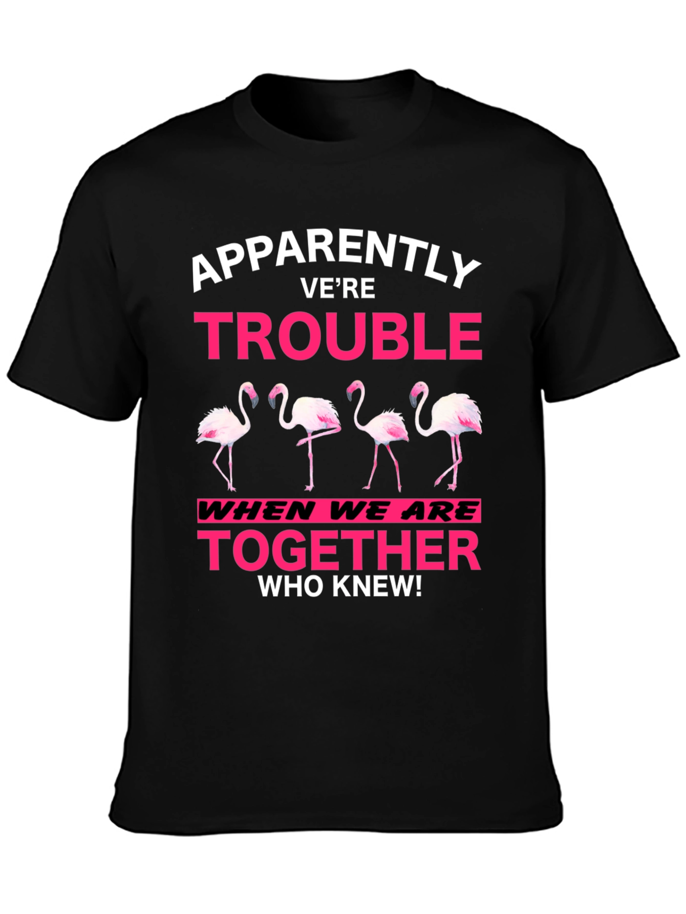 Funny Flamingo Trouble Graphic T-Shirt