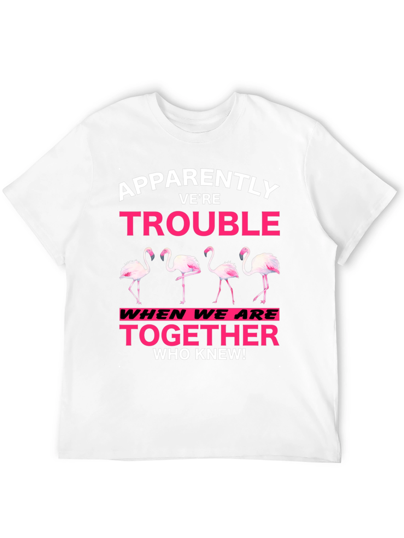 Funny Flamingo Trouble Graphic T-Shirt