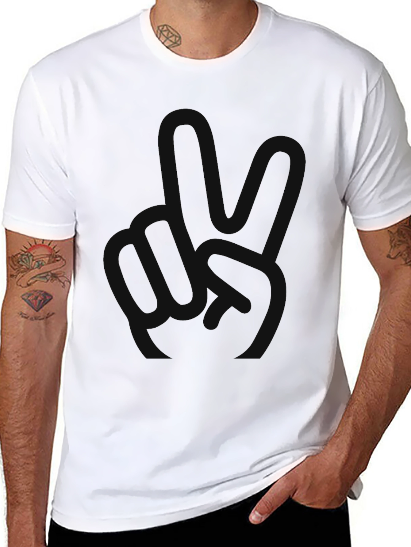 Mens Black Relaxed Fit Crew Neck T-Shirt