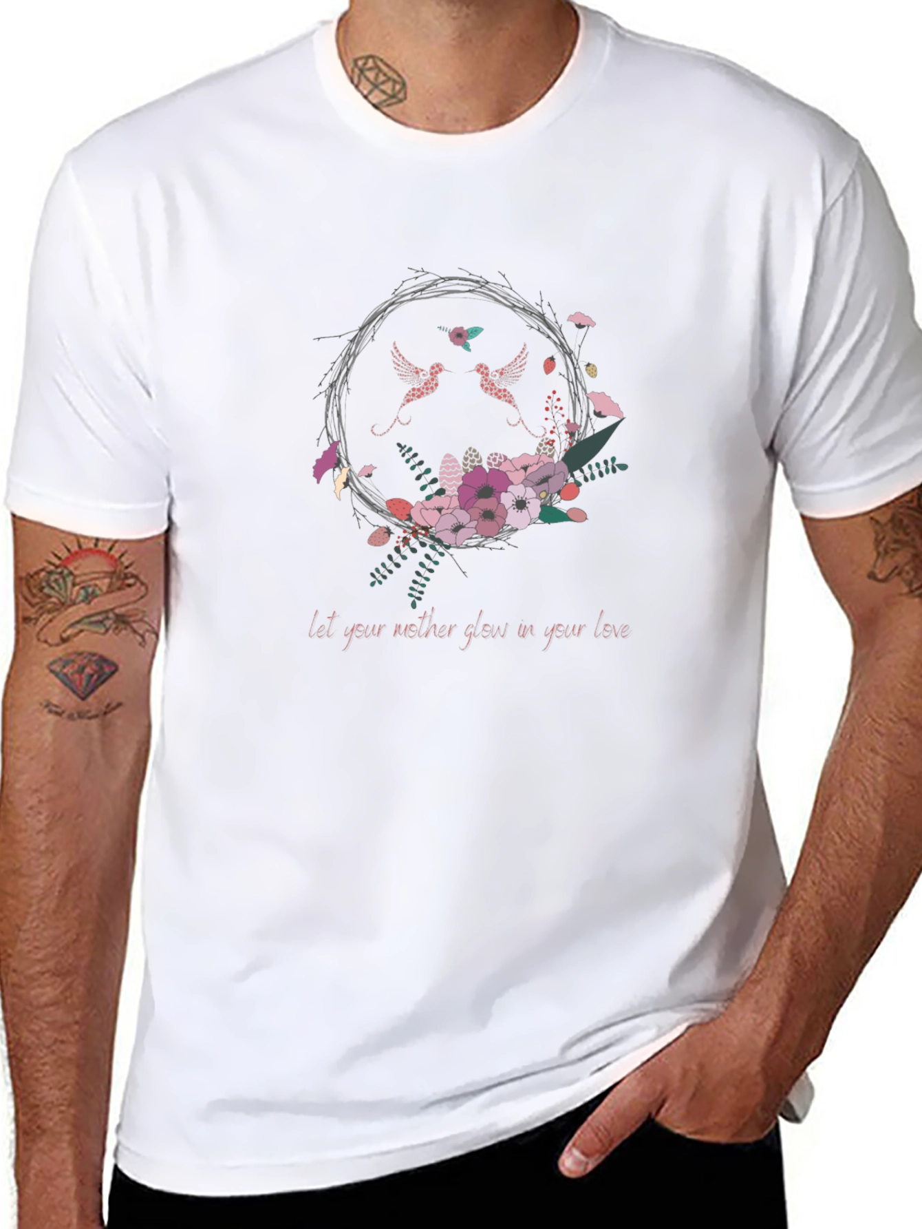 Floral Lovebirds Graphic T-Shirt