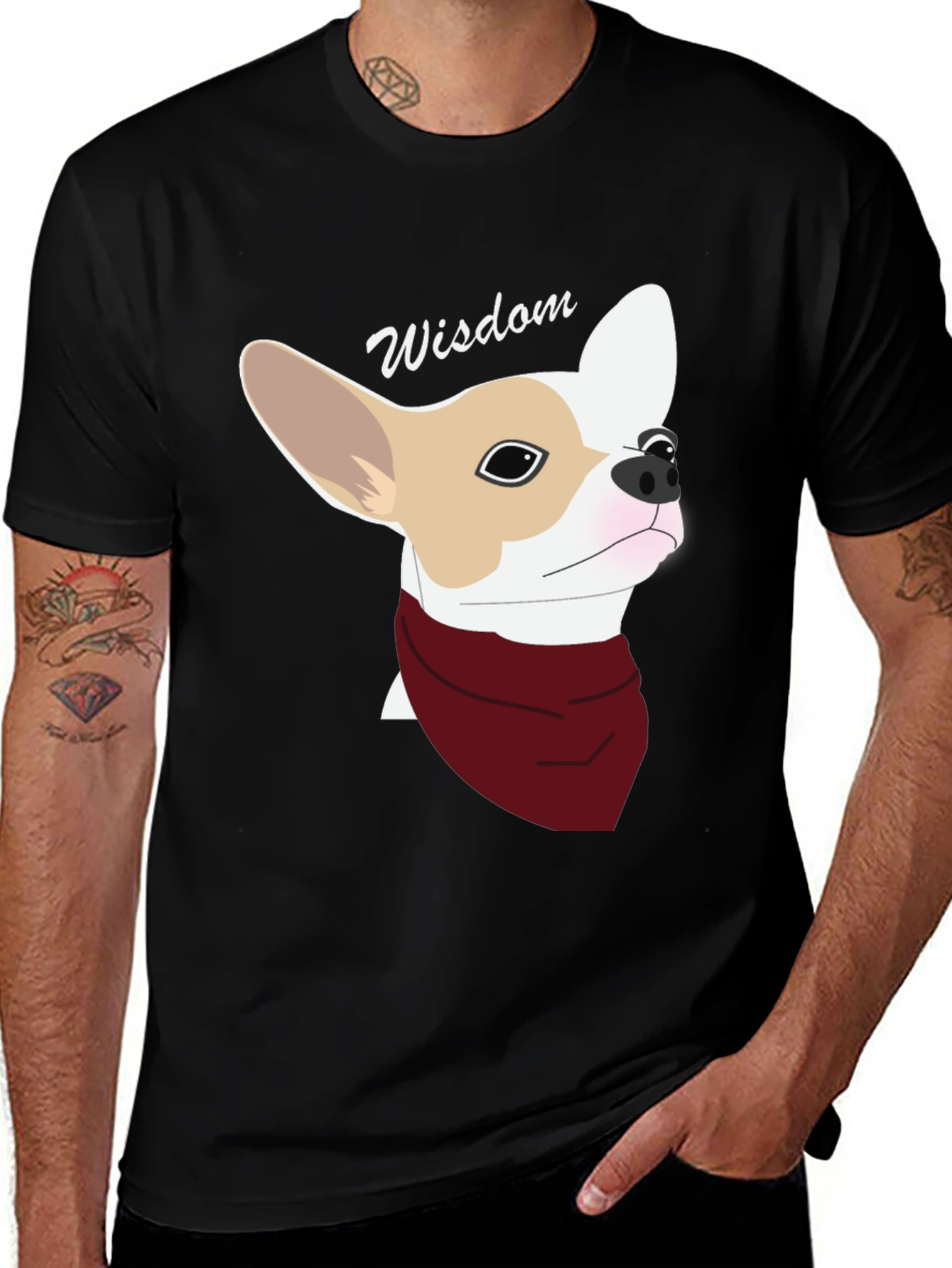 Wisdom Chihuahua Graphic Tee - Black