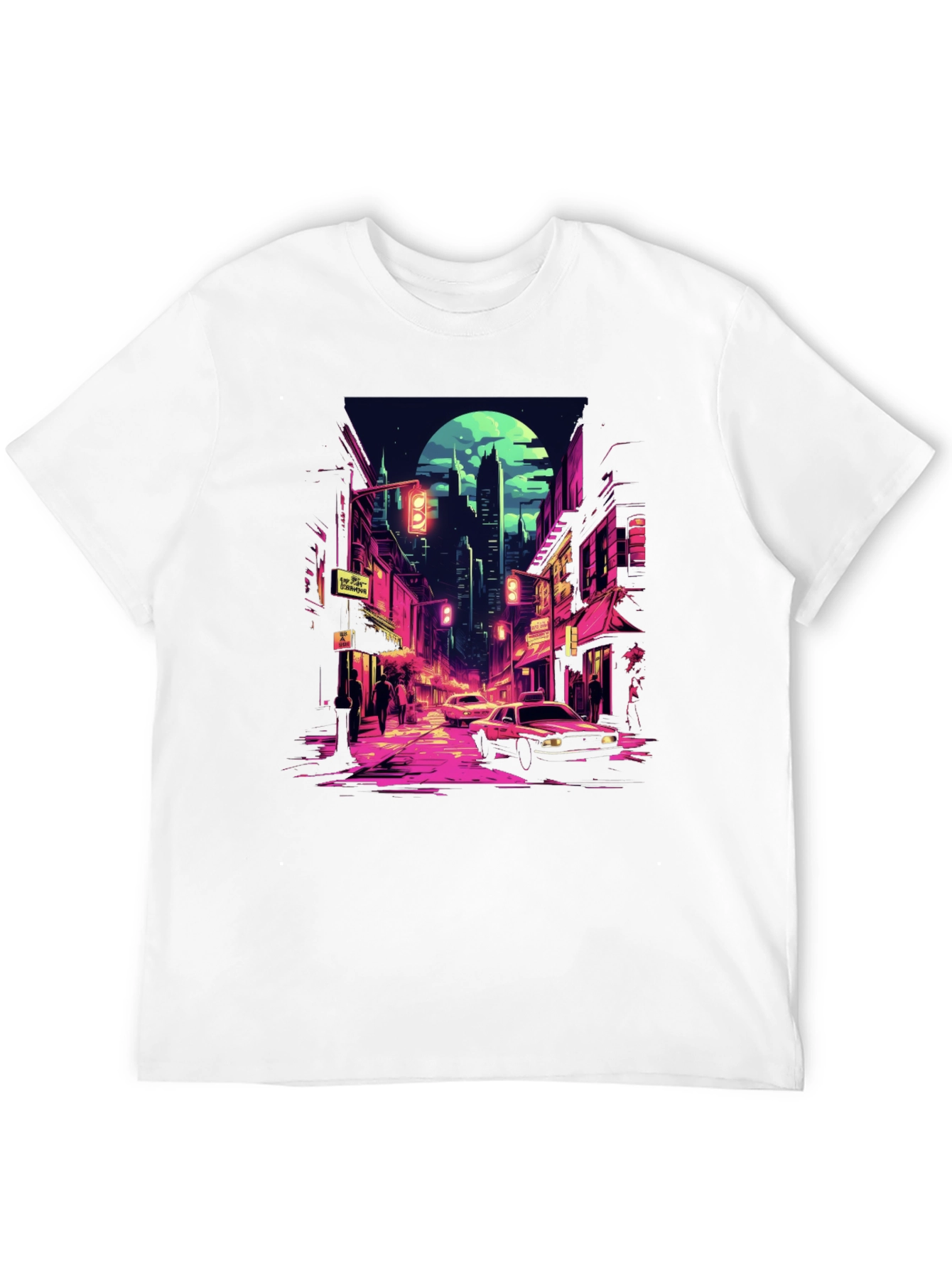 Retro Cityscape Tee - Black Cotton Blend