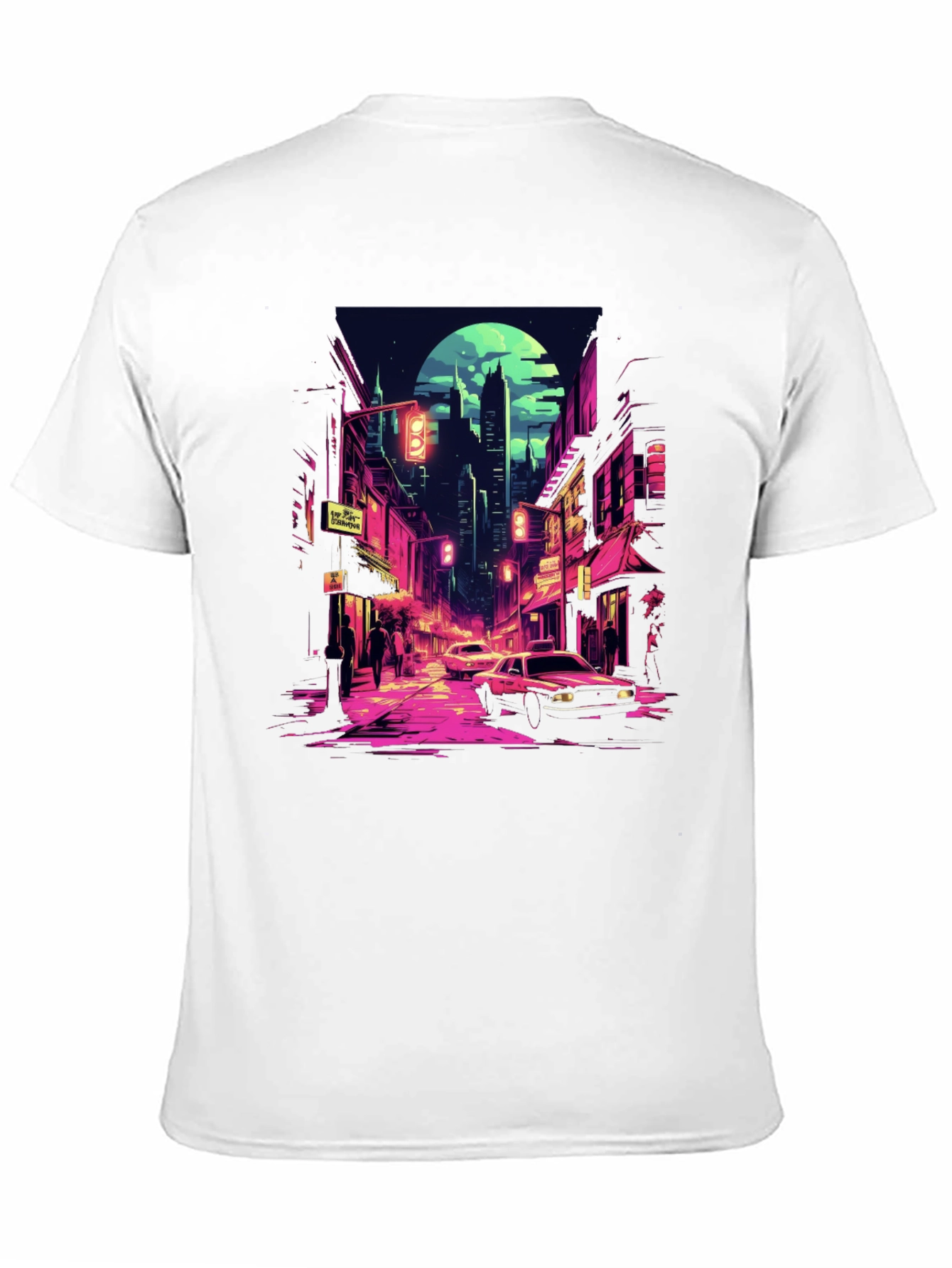 Retro Cityscape Tee - Black Cotton Blend