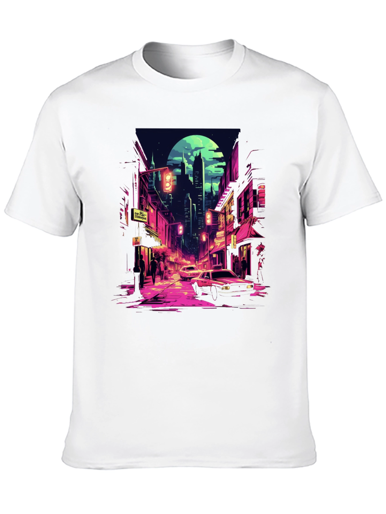 Retro Cityscape Tee - Black Cotton Blend