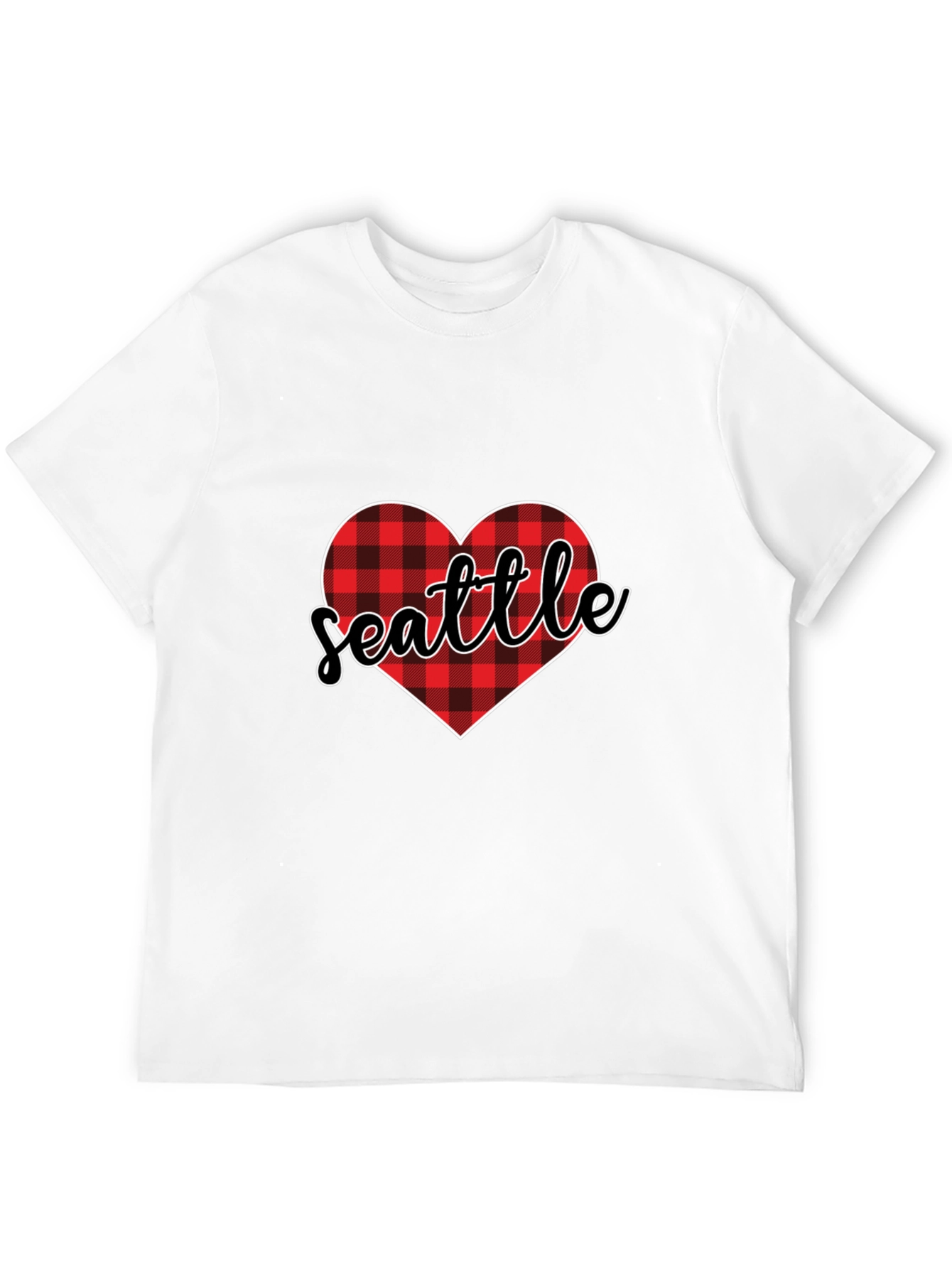 Seattle Buffalo Plaid Heart T-Shirt