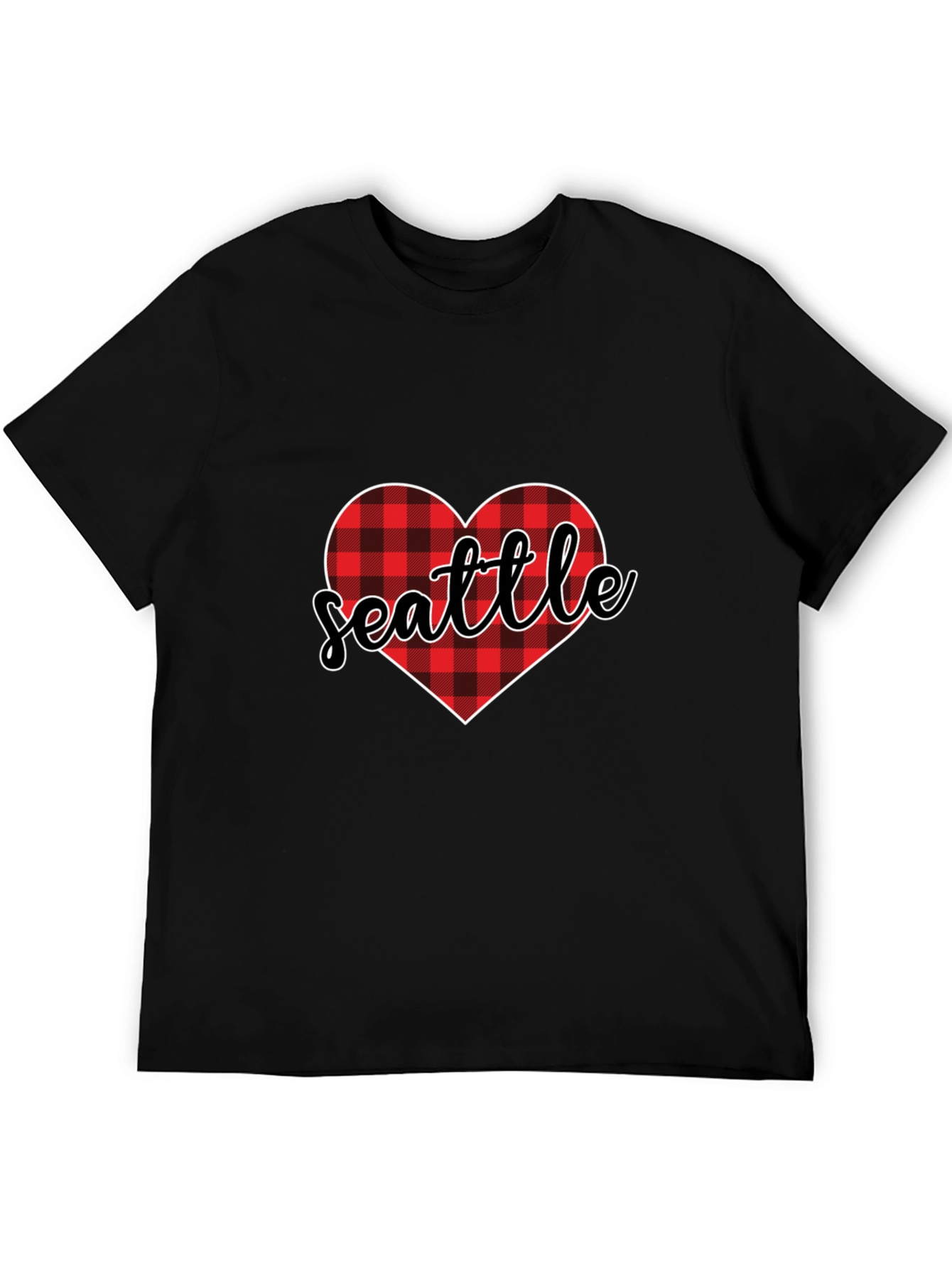 Seattle Buffalo Plaid Heart T-Shirt