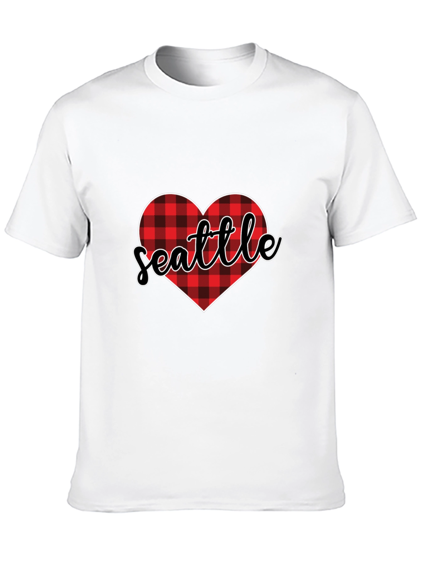 Seattle Buffalo Plaid Heart T-Shirt
