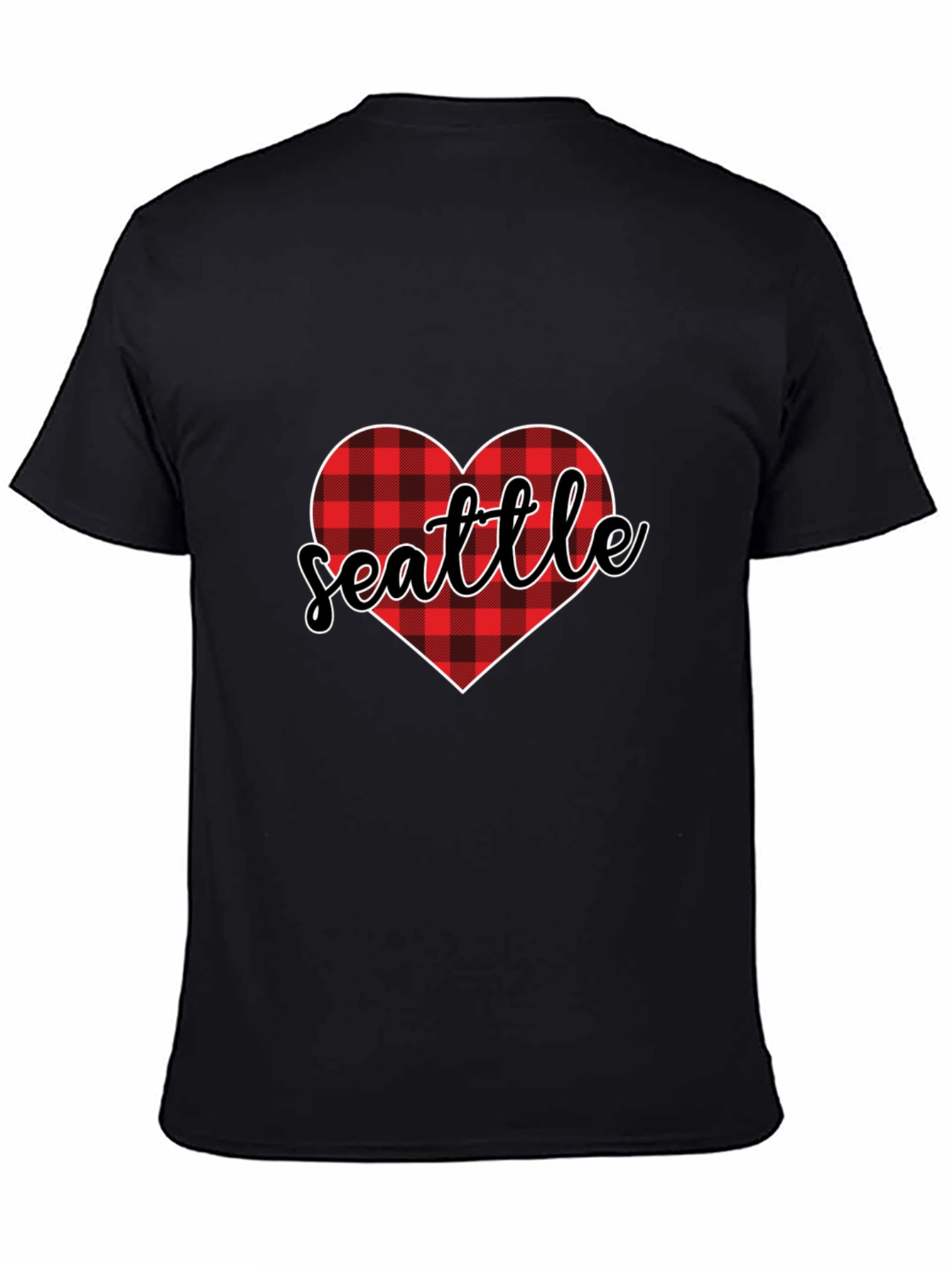 Seattle Buffalo Plaid Heart T-Shirt