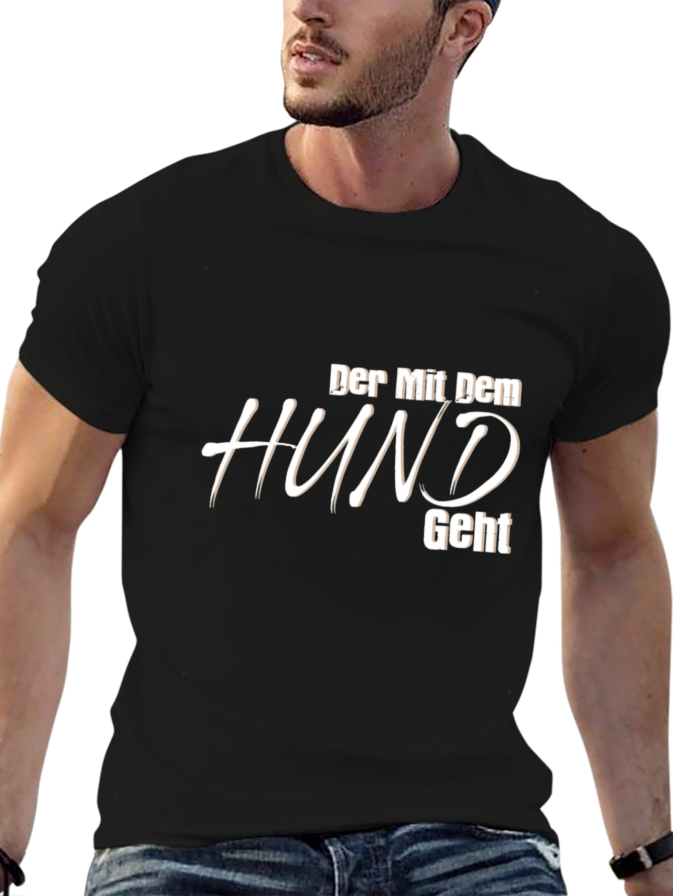 Der Mit Dem Hund Geht Black T-Shirt