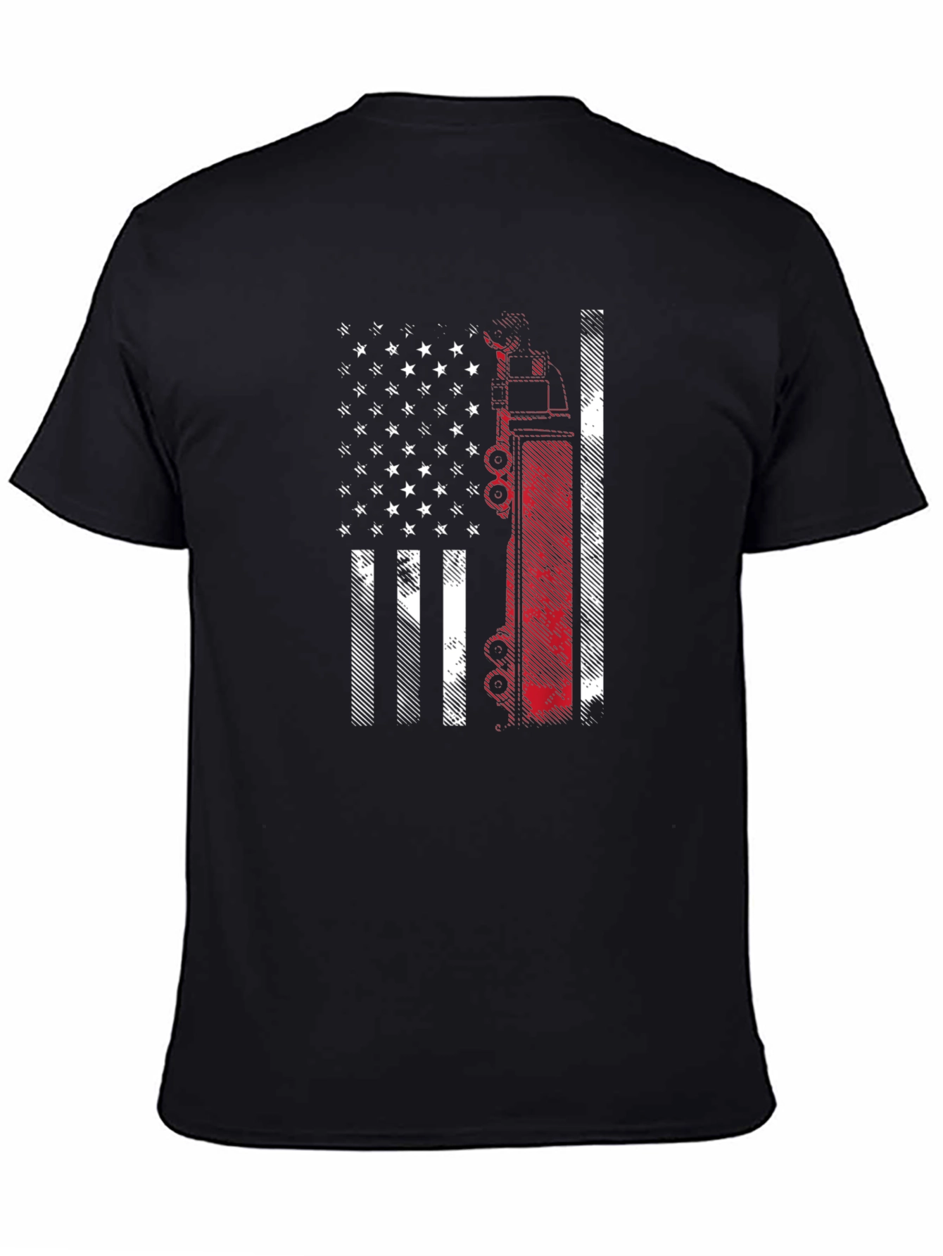 American Flag Fire Truck T-Shirt