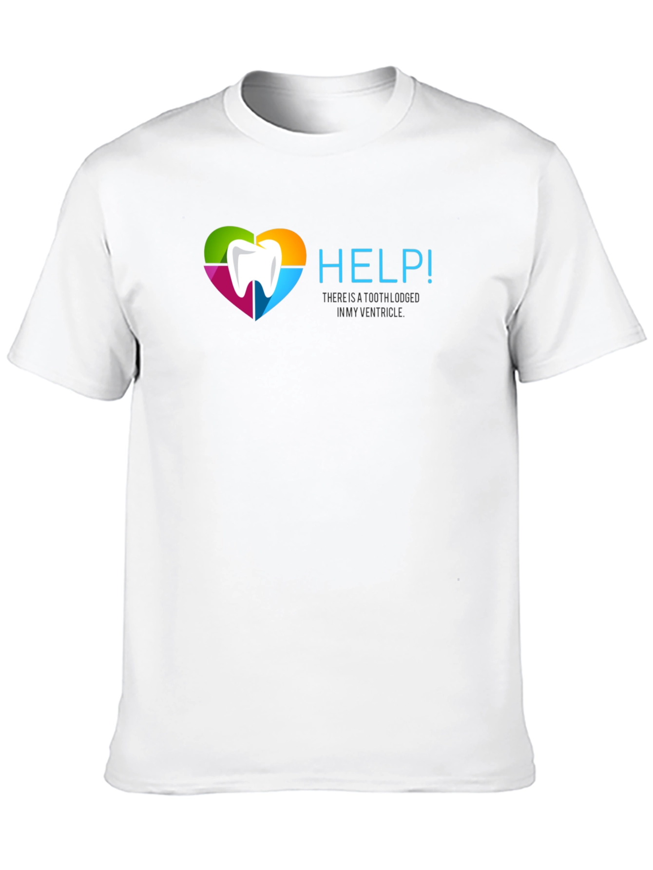 Help! Funny Tooth Ventricle Black T-Shirt