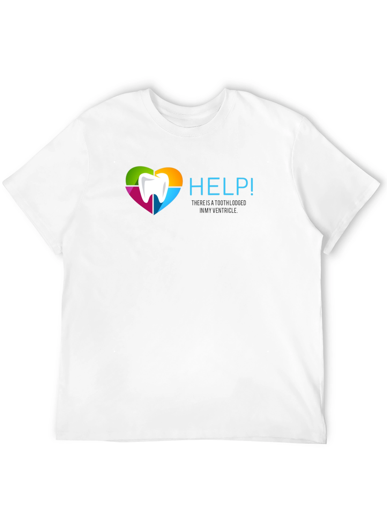 Help! Funny Tooth Ventricle Black T-Shirt