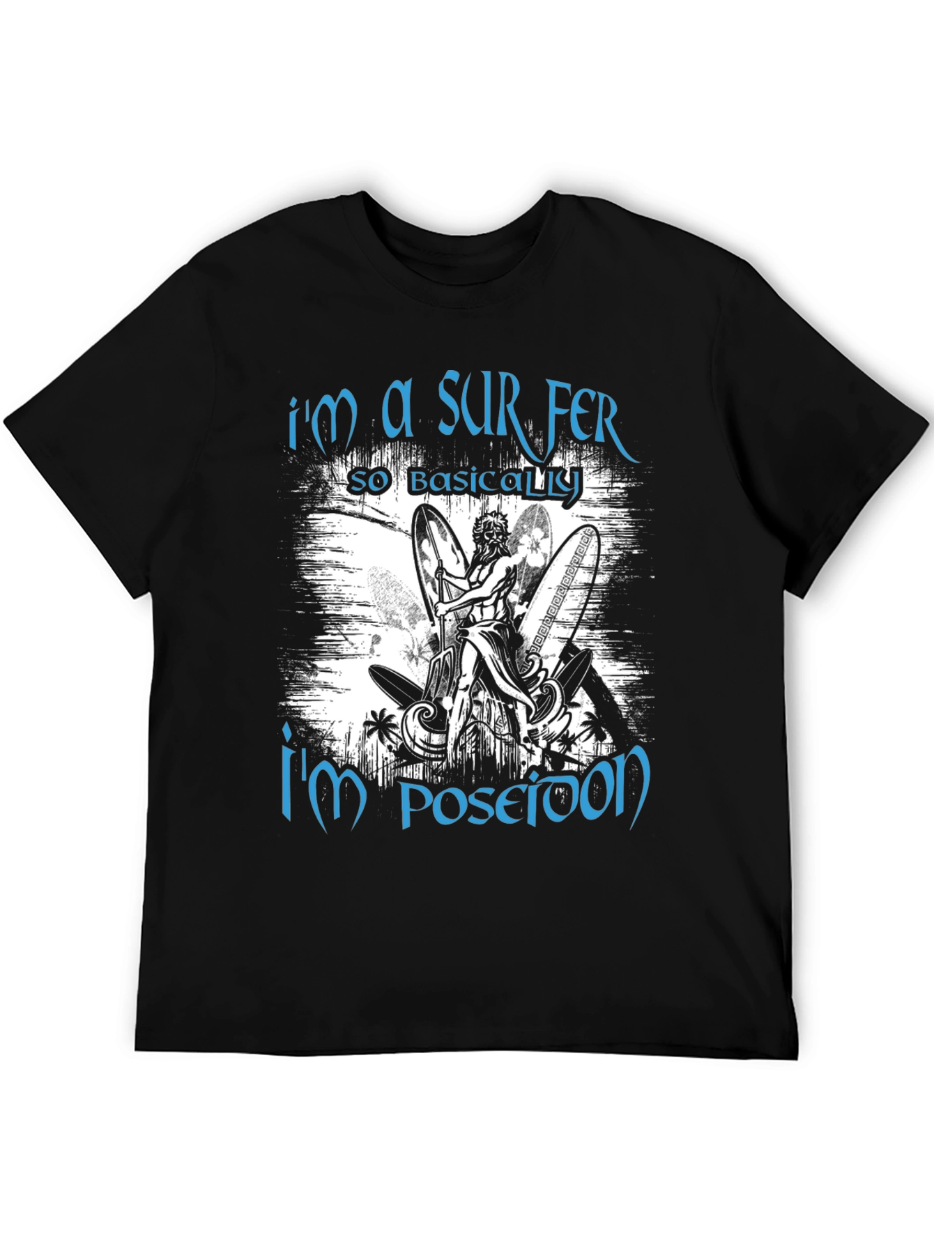 Surfer Poseidon Black Graphic Tee