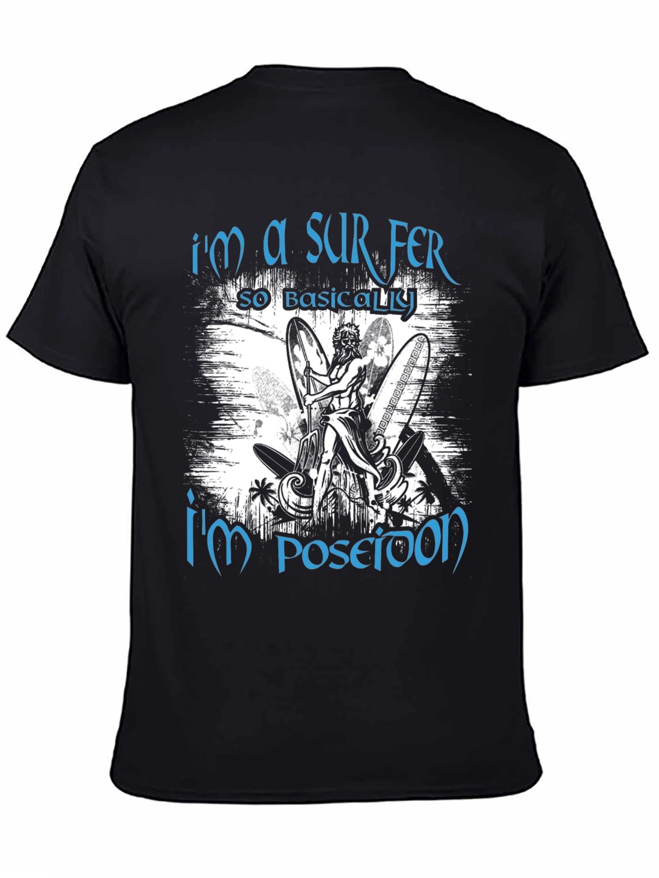 Surfer Poseidon Black Graphic Tee