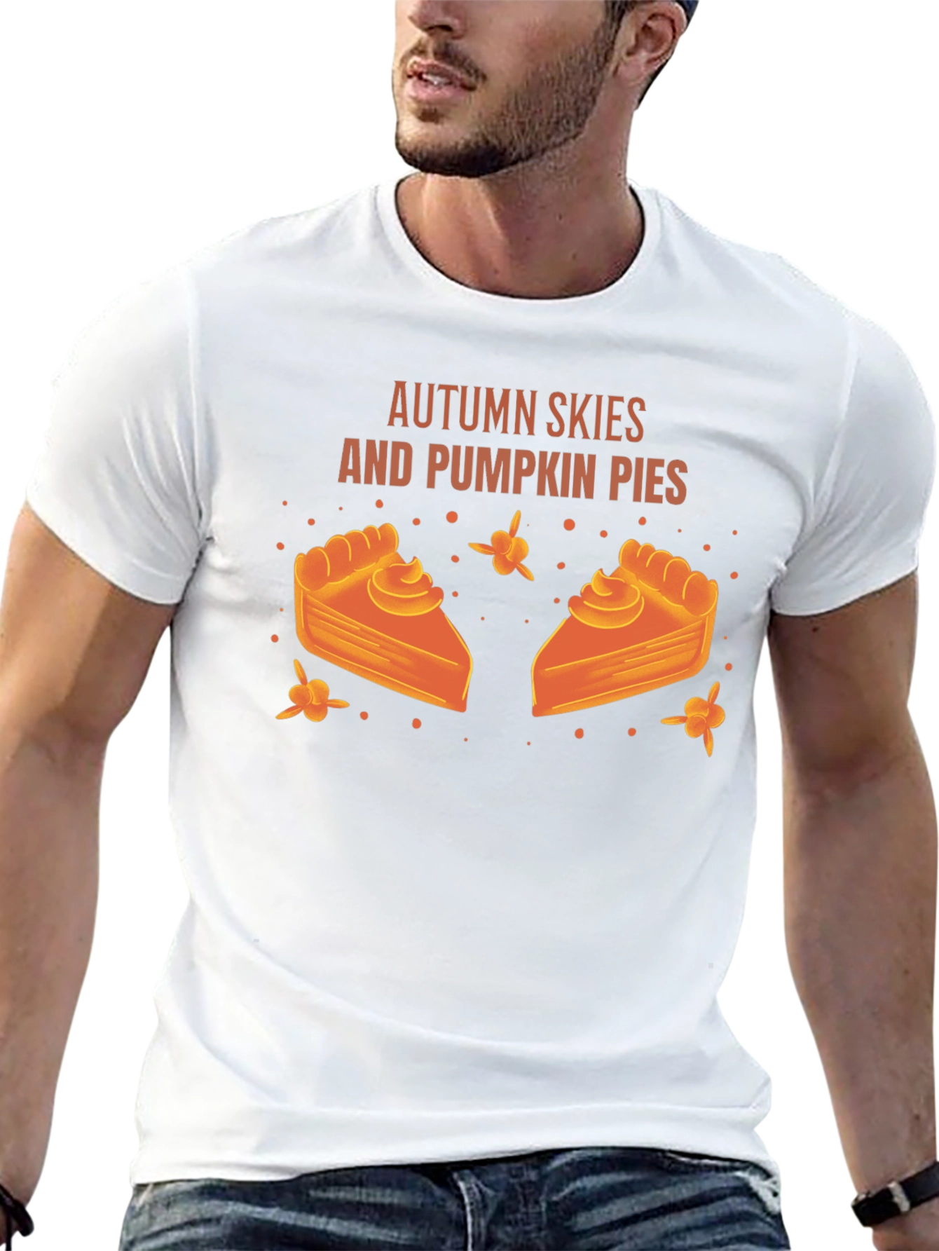 Autumn Skies Pumpkin Pies Black Graphic T-Shirt