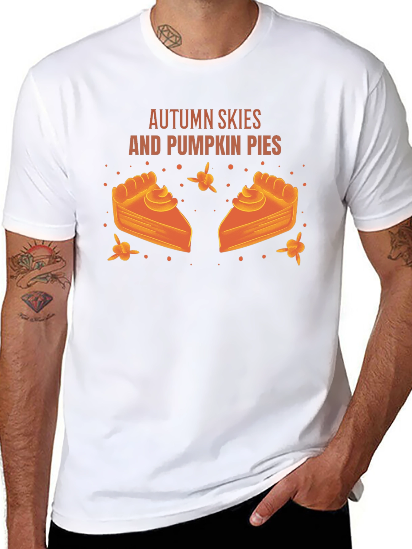 Autumn Skies Pumpkin Pies Black Graphic T-Shirt