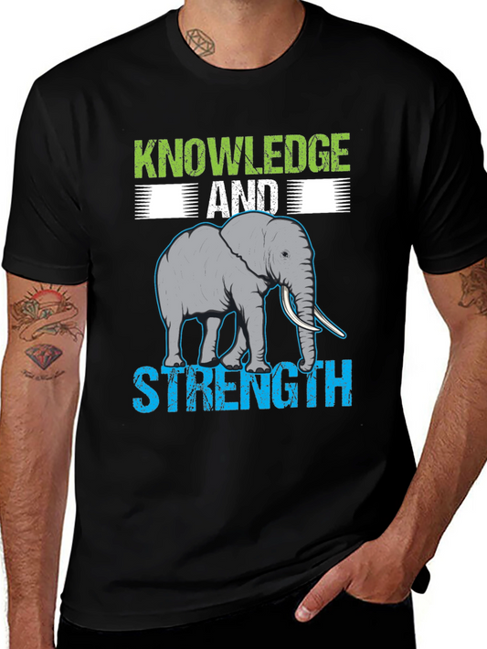 Knowledge & Strength Elephant Graphic T-Shirt