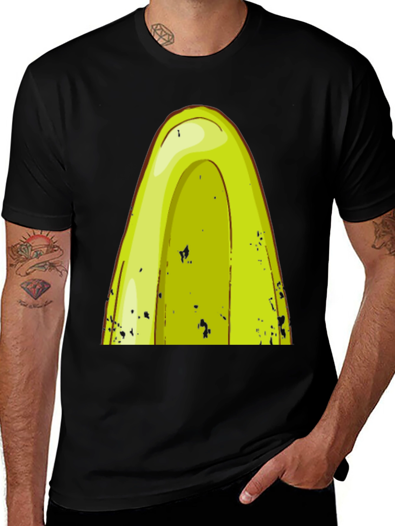 Avocado Cartoon Graphic Tee - Black T-Shirt