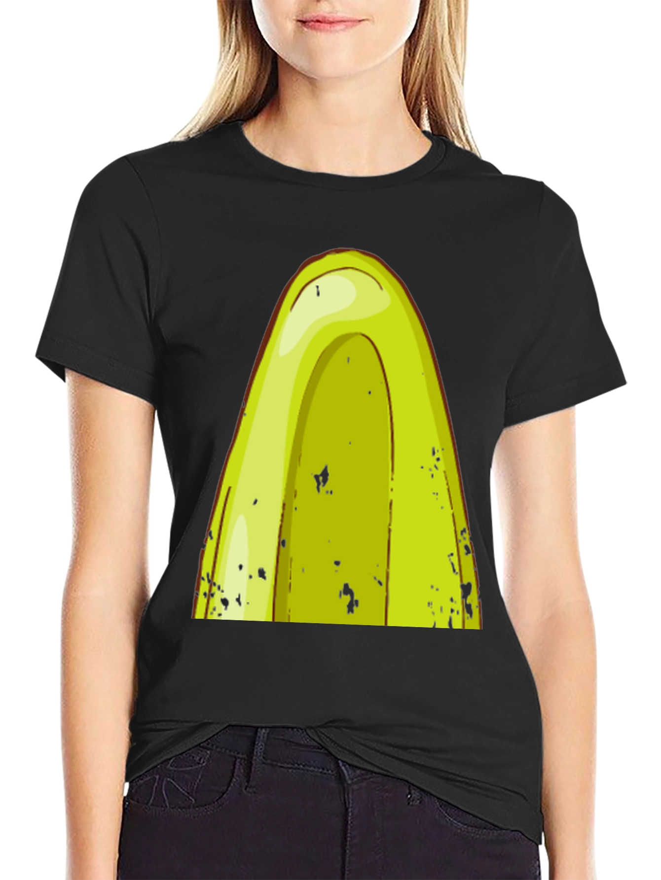 Avocado Cartoon Graphic Tee - Black T-Shirt