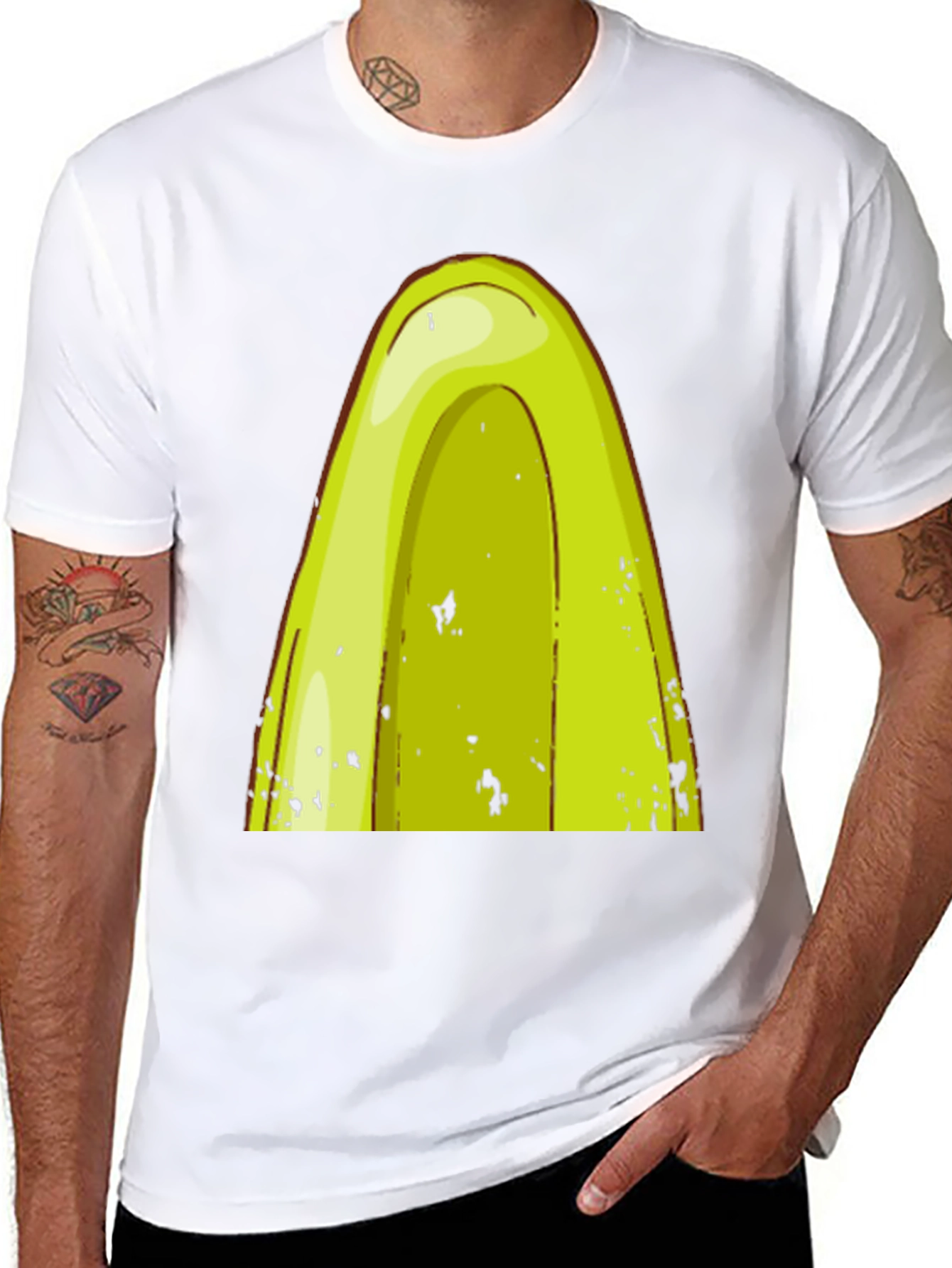 Avocado Cartoon Graphic Tee - Black T-Shirt