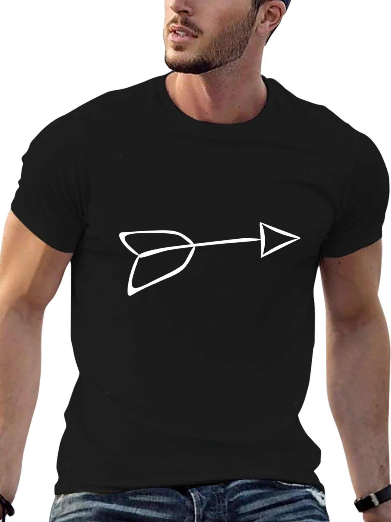 Arrow Graphic Tee - Casual Black T-Shirt