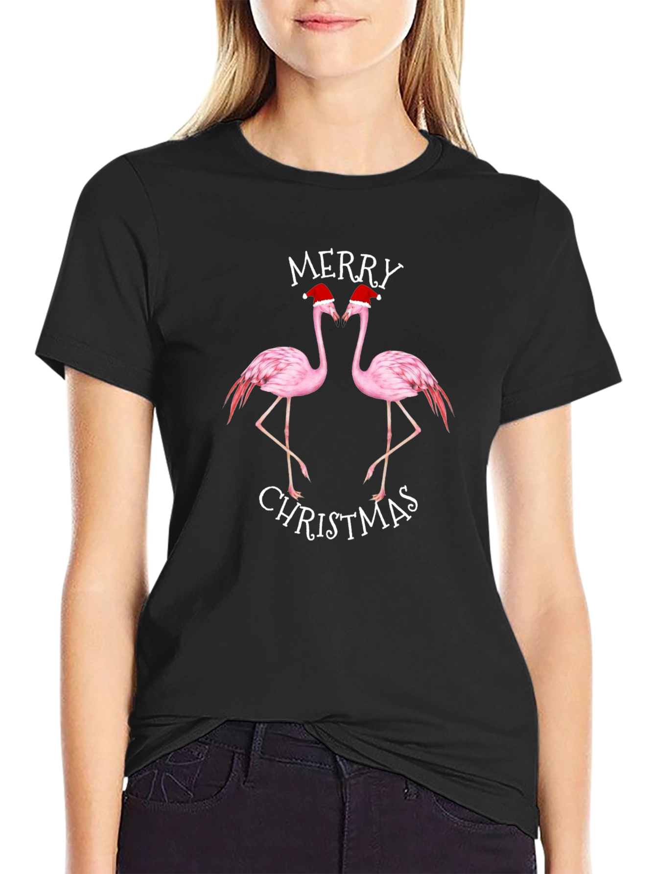 Merry Christmas Flamingo Graphic Tee
