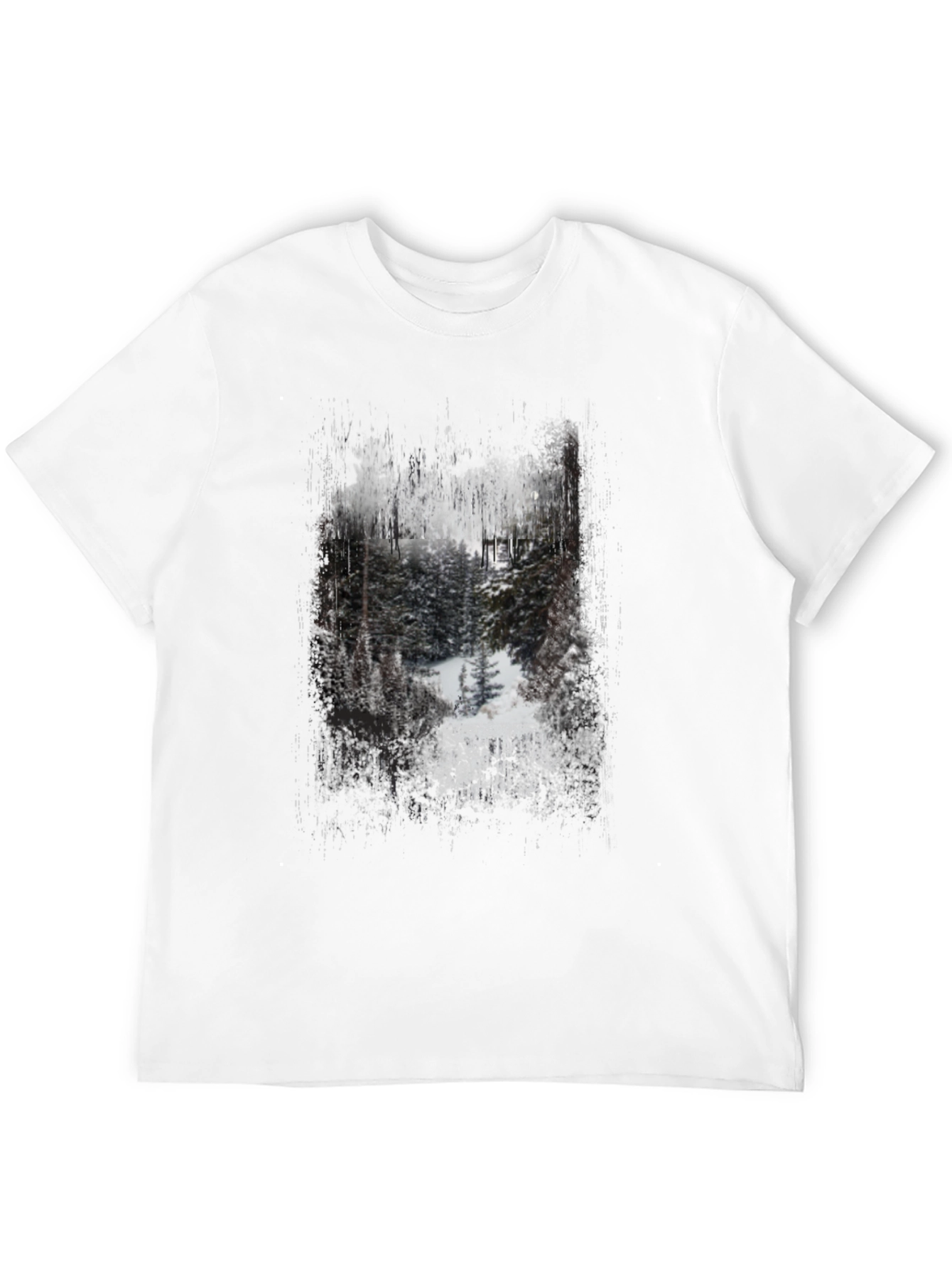 Winter Forest Graphic Print Black T-Shirt