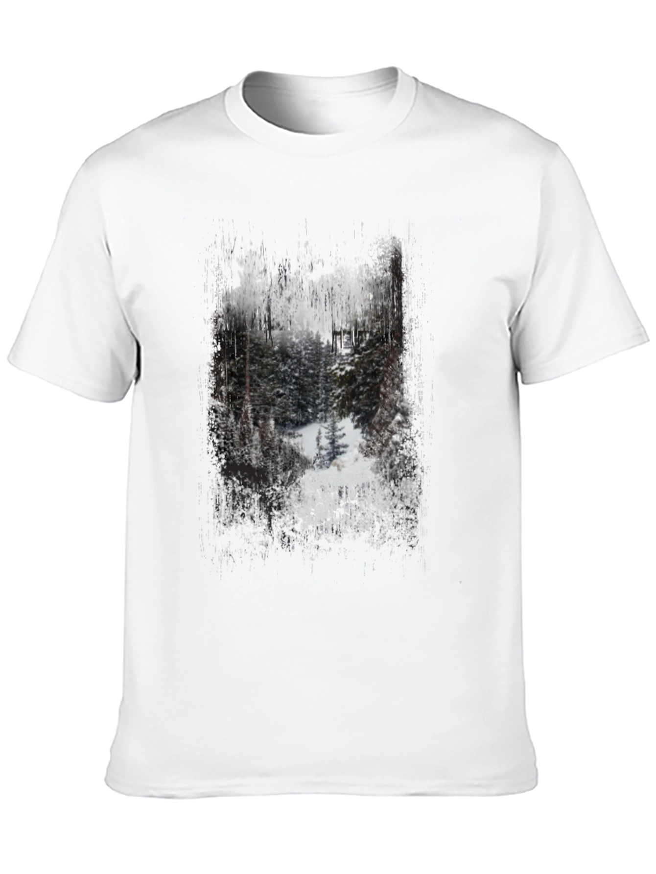 Winter Forest Graphic Print Black T-Shirt