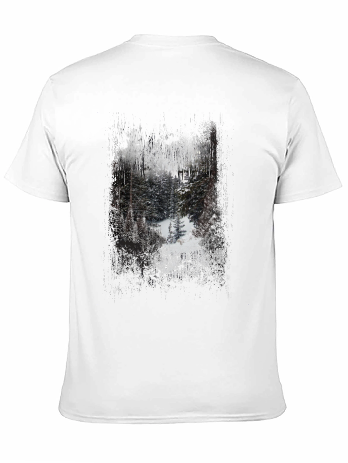 Winter Forest Graphic Print Black T-Shirt