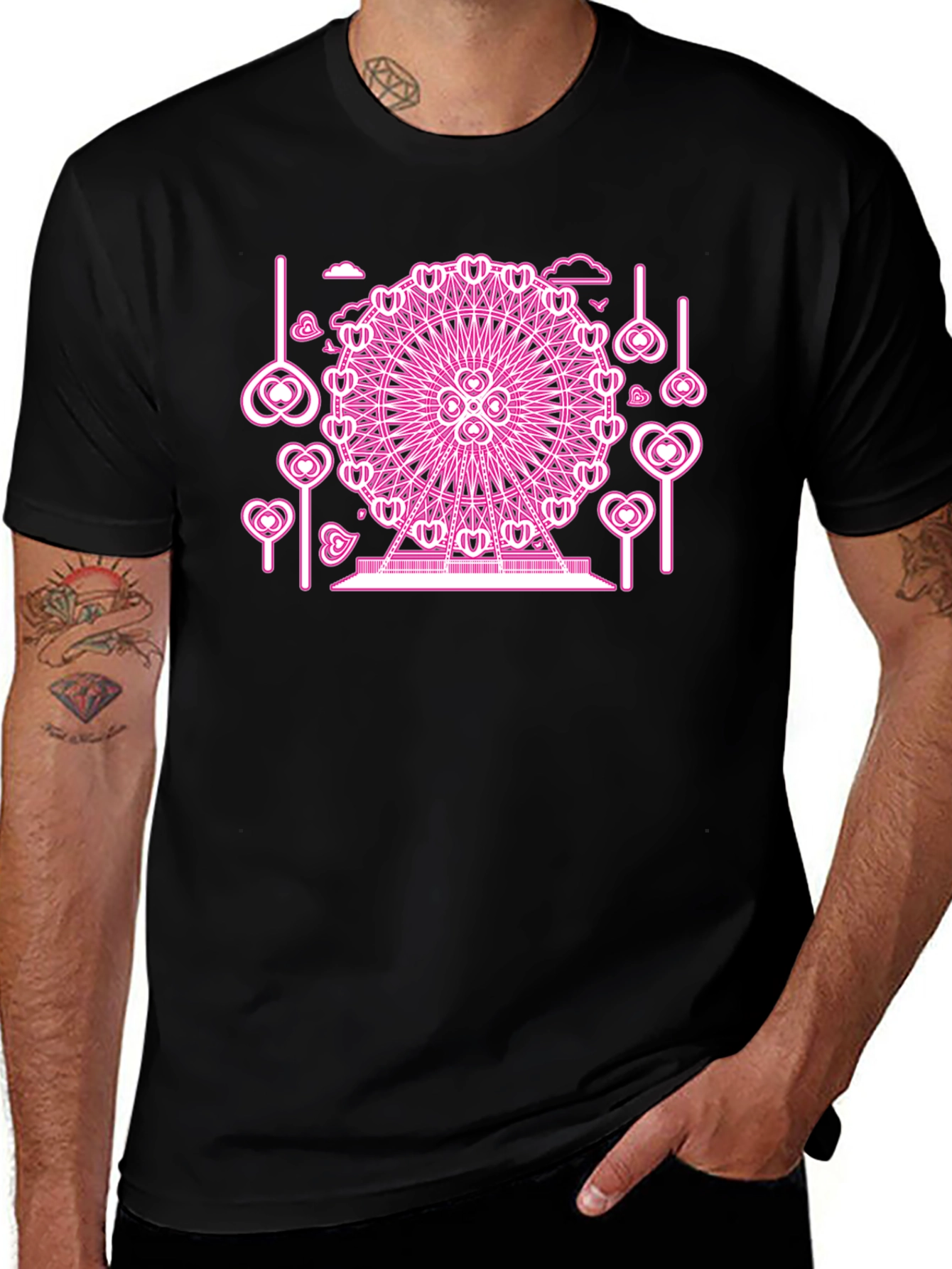 Pink Neon Ferris Wheel Graphic Tee