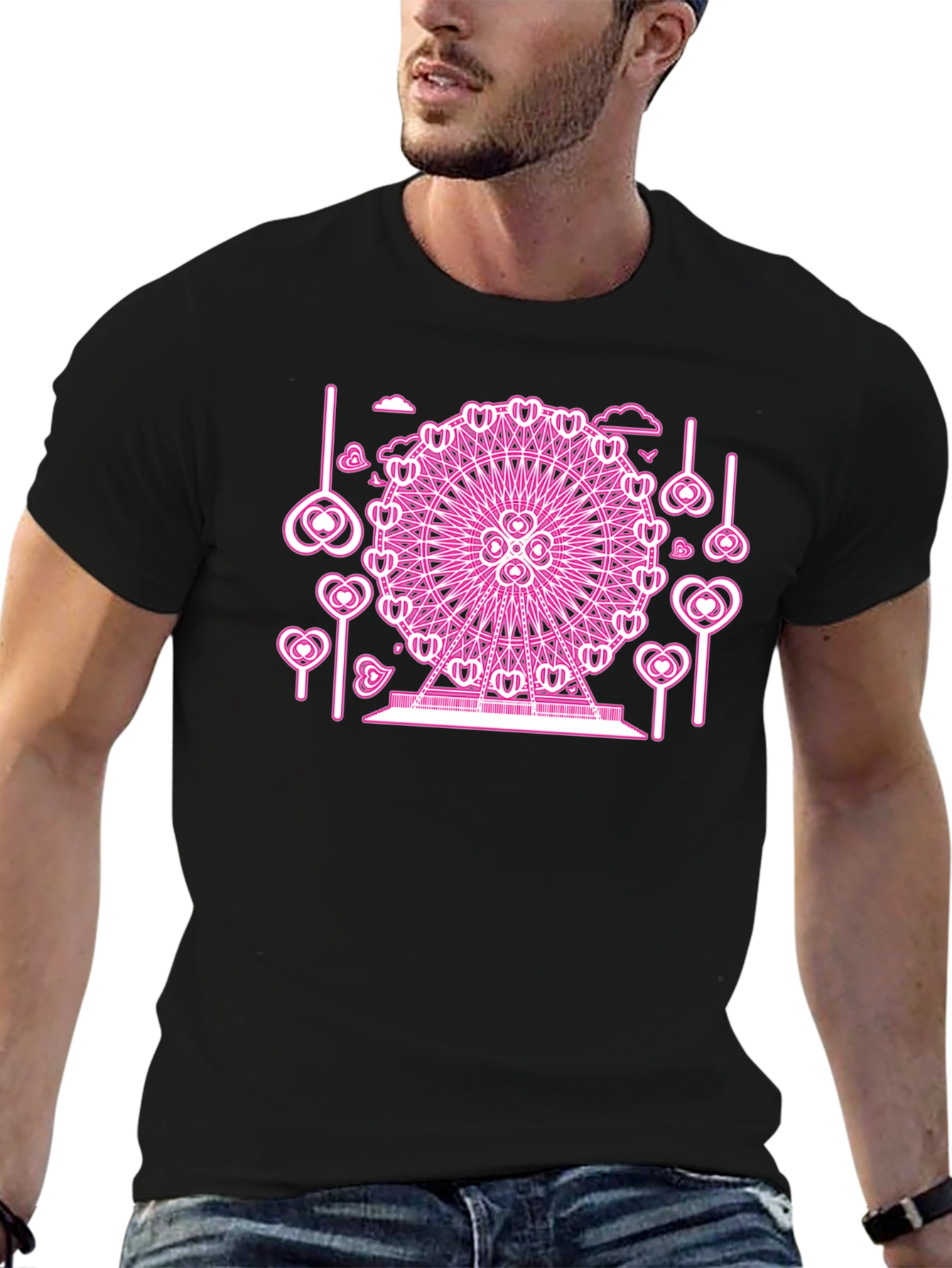 Pink Neon Ferris Wheel Graphic Tee