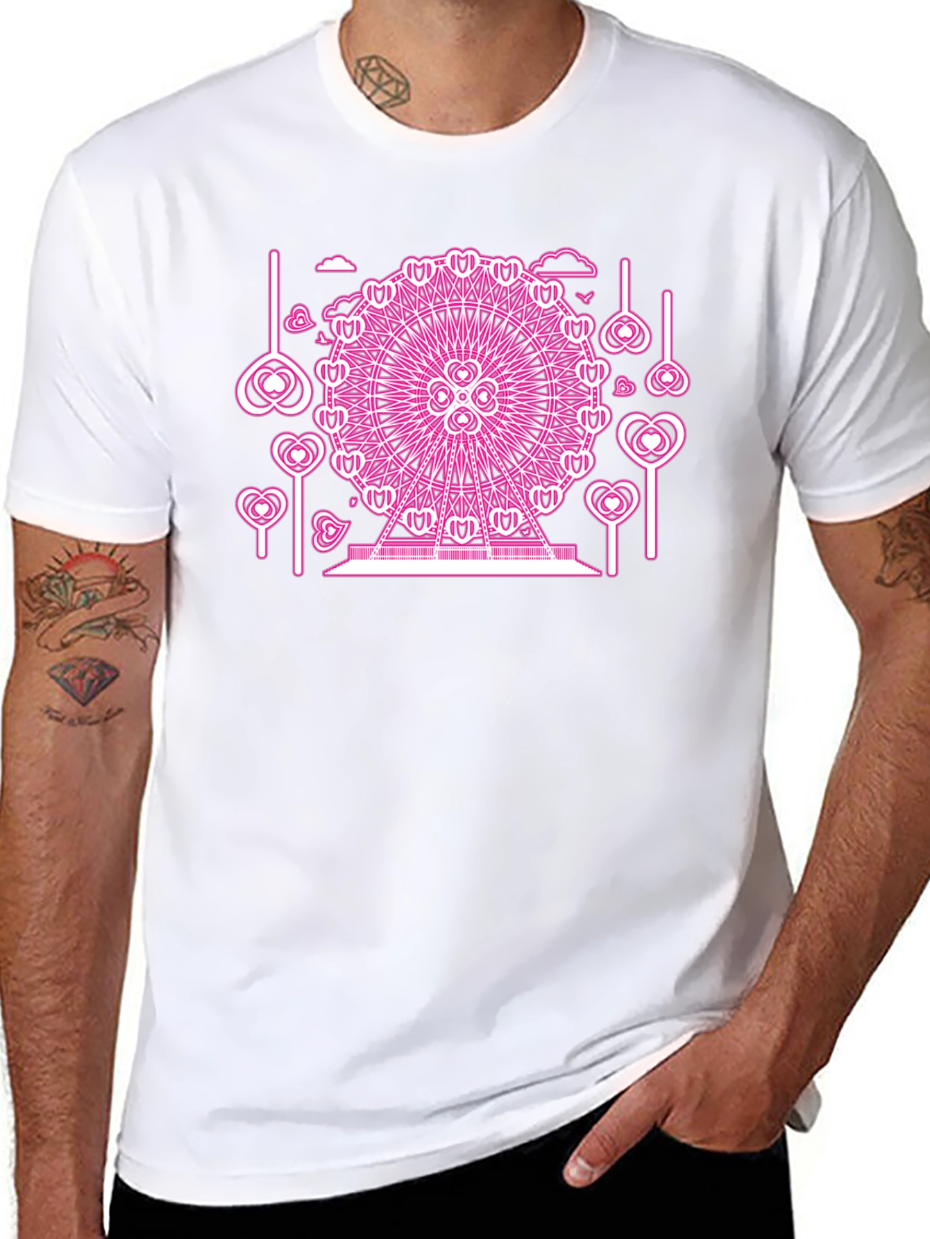 Pink Neon Ferris Wheel Graphic Tee