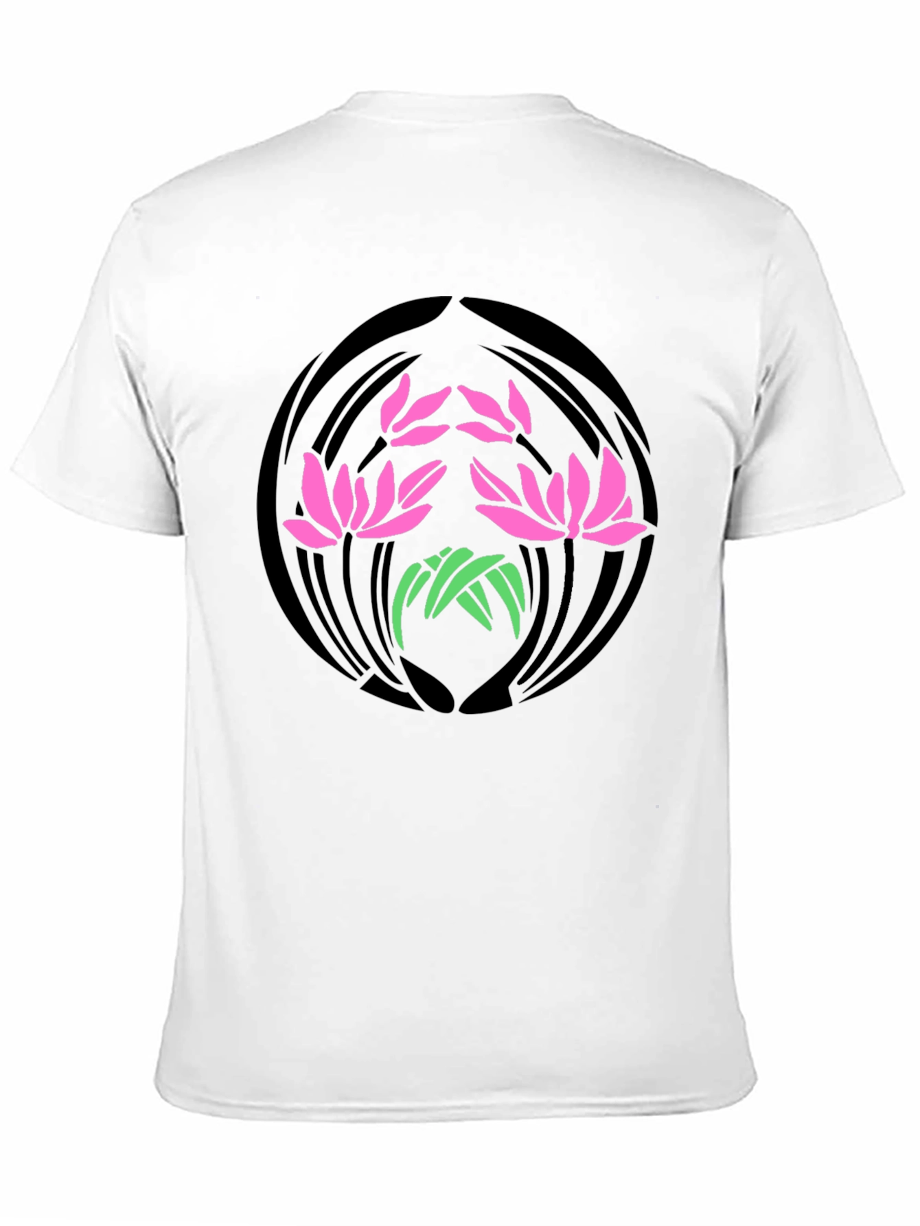 Floral Lotus Graphic Print Black T-Shirt