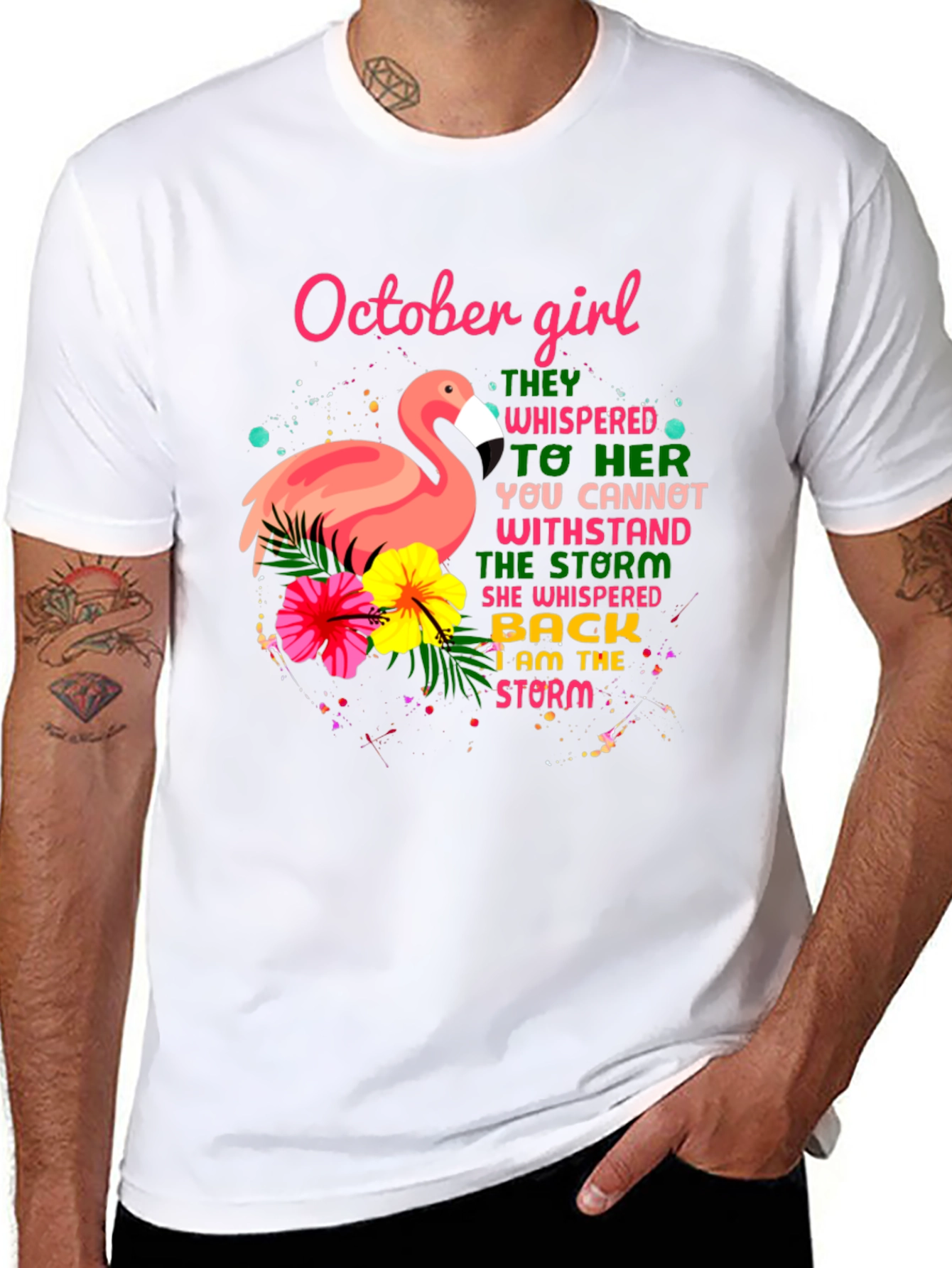 October Girl Flamingo Graphic T-Shirt
