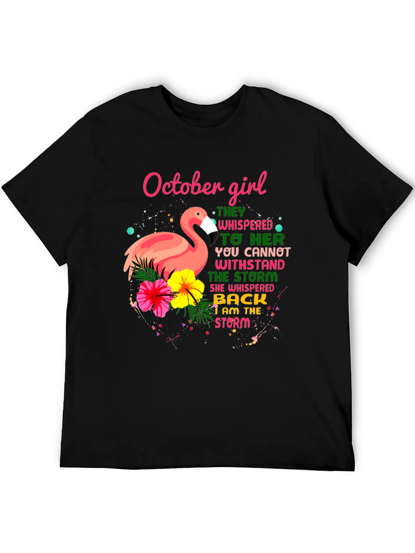 October Girl Flamingo Graphic T-Shirt
