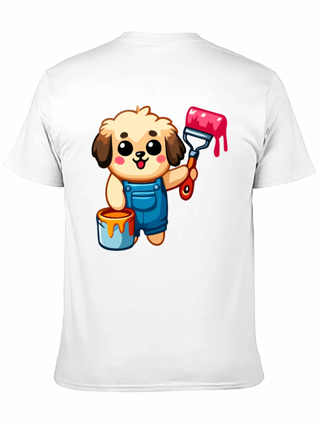 Cartoon Dog Painter T-Shirt - Black
