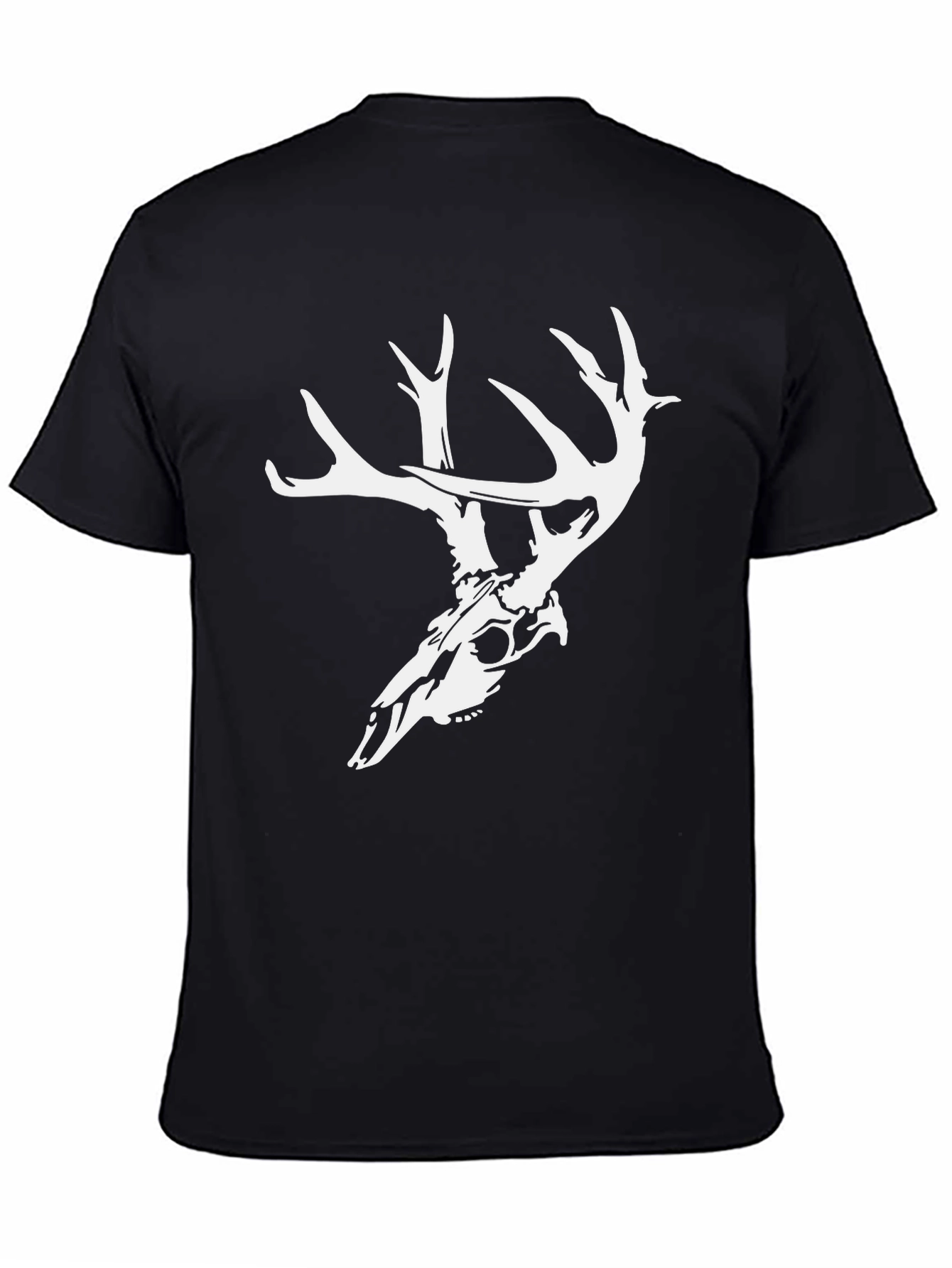 Mens Black Deer Skull Graphic Tee