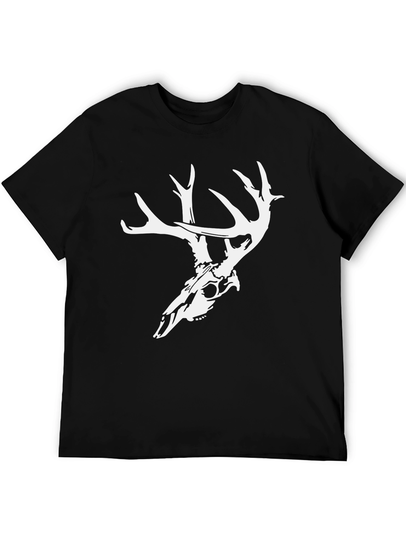 Mens Black Deer Skull Graphic Tee