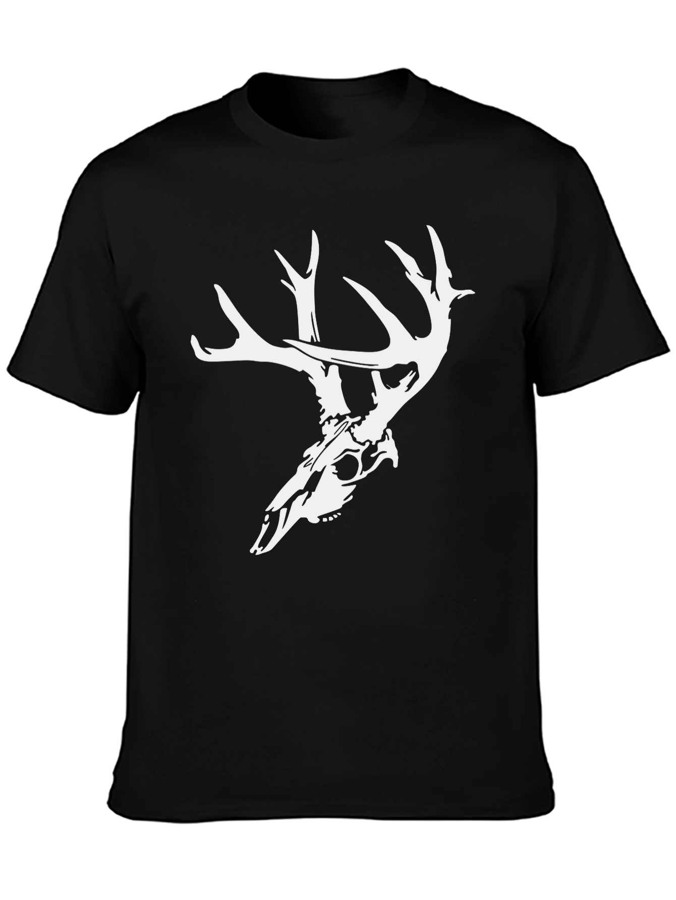 Mens Black Deer Skull Graphic Tee