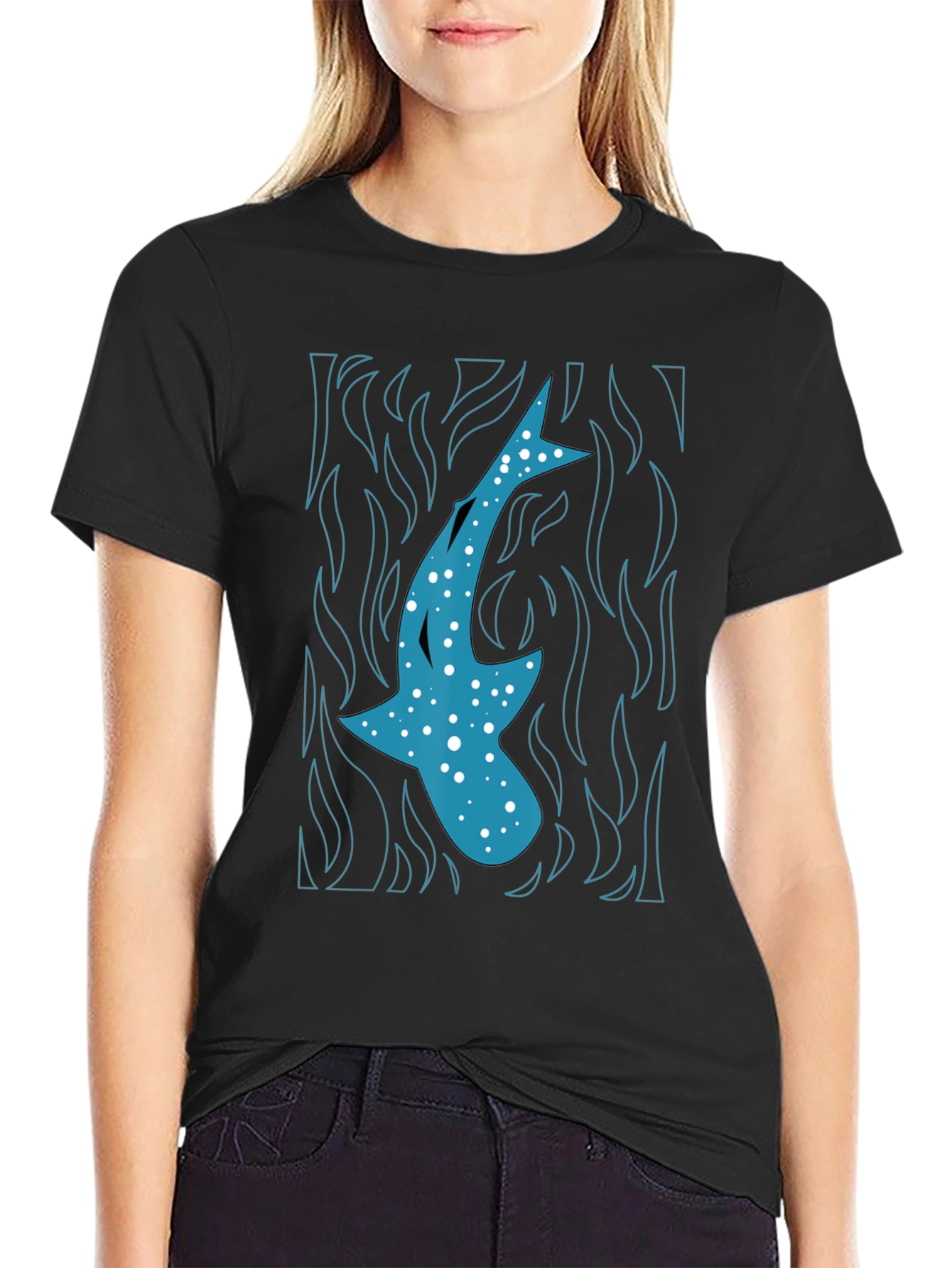 Whale Shark Graphic Tee - Mens Black T-Shirt